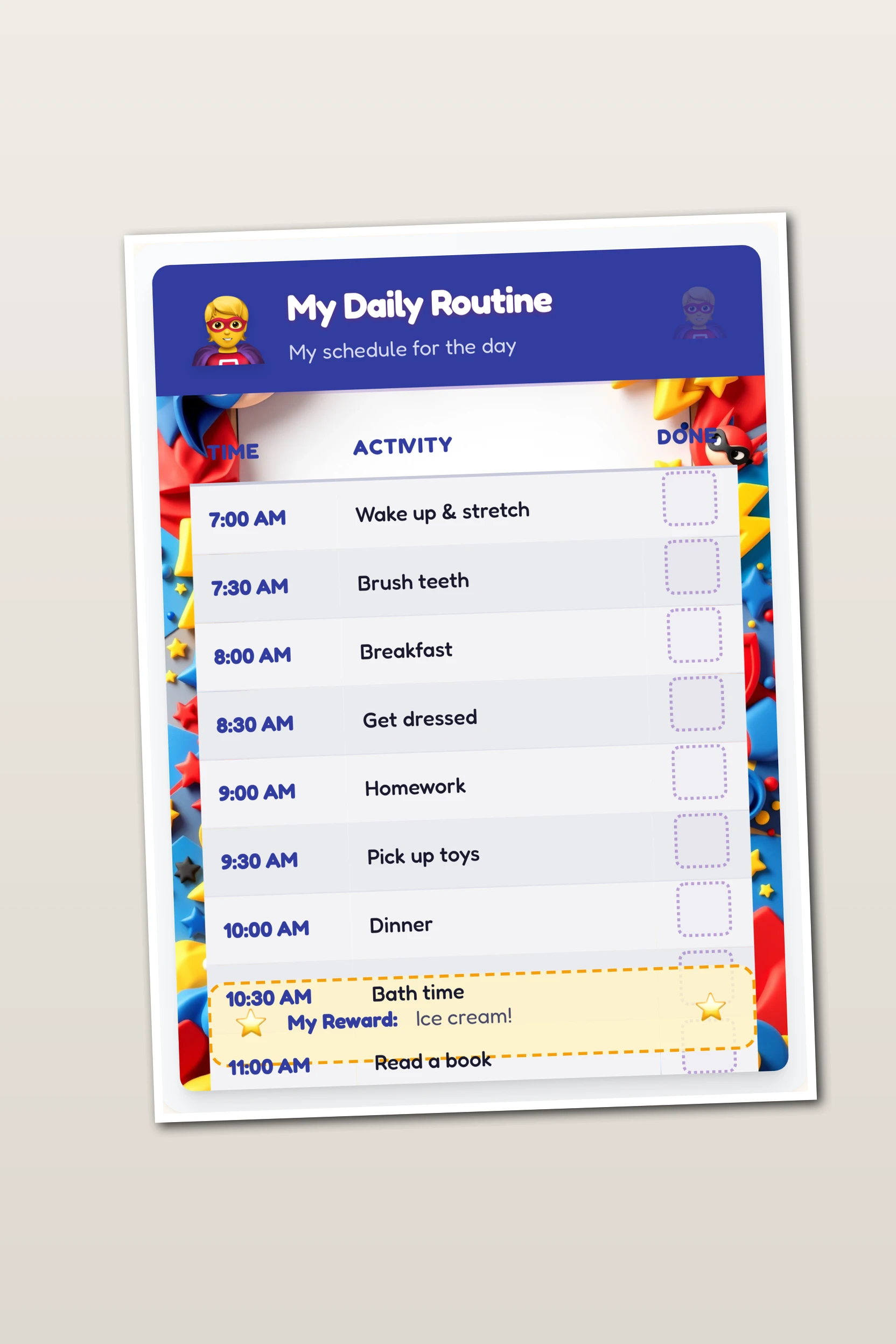 儿童日常日程表：从早晨到就寝的视觉计划