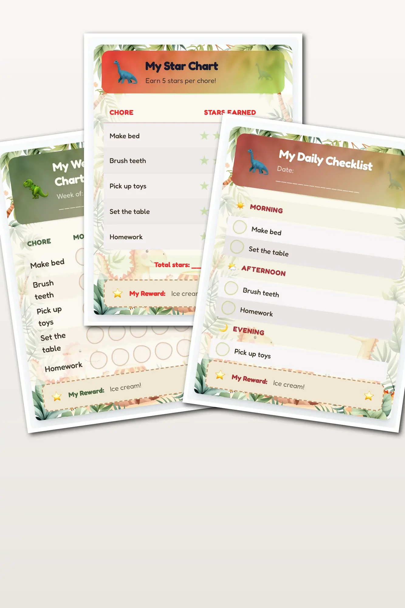 Tabelas de Afazeres com Dinossauros: Diversão Roarante Que Faz as Crianças Fazerem Tarefas