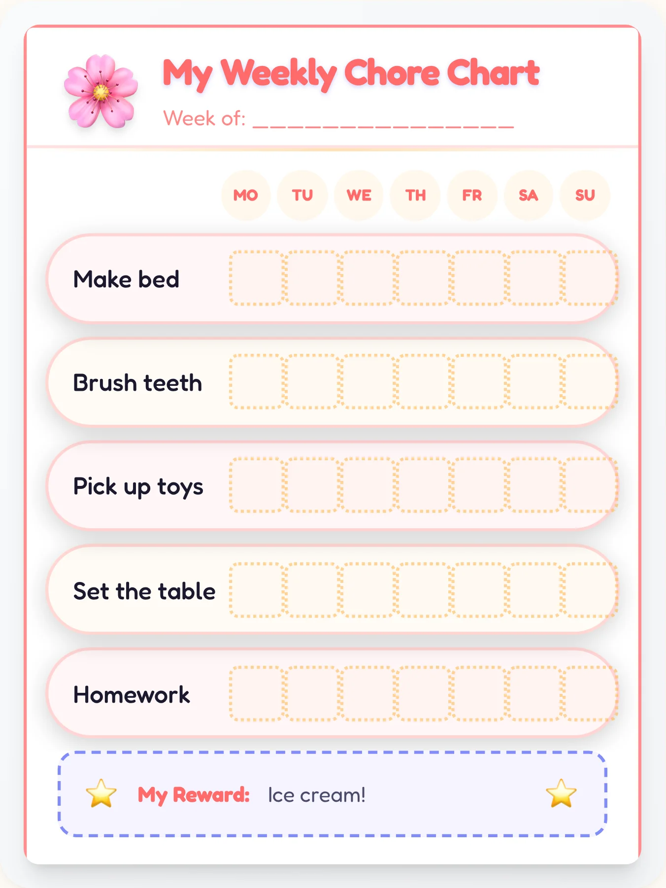 Chibi Workshop Chore Chart - printable anime chore chart