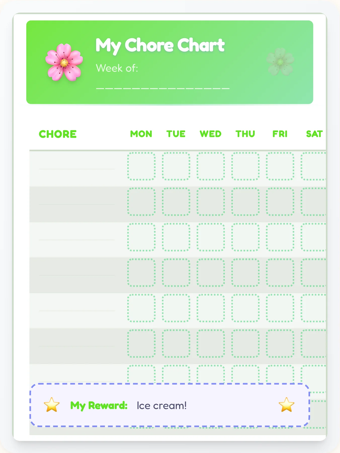 Radiant Anime DIY Chart - printable anime chore chart