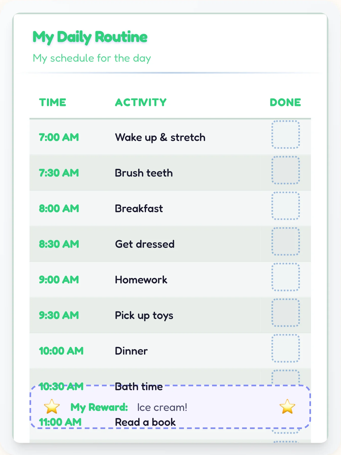 Cheerful Anime Daily Routine — Free Printable Routine Schedule Template - printable anime chore chart
