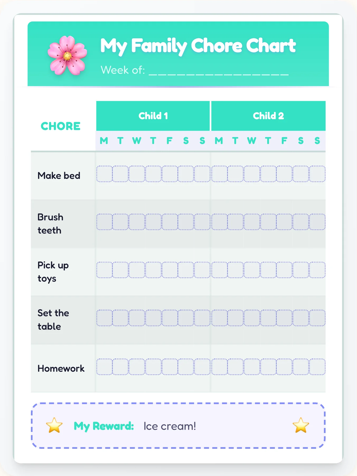 Funky Anime Group Planner - printable anime chore chart