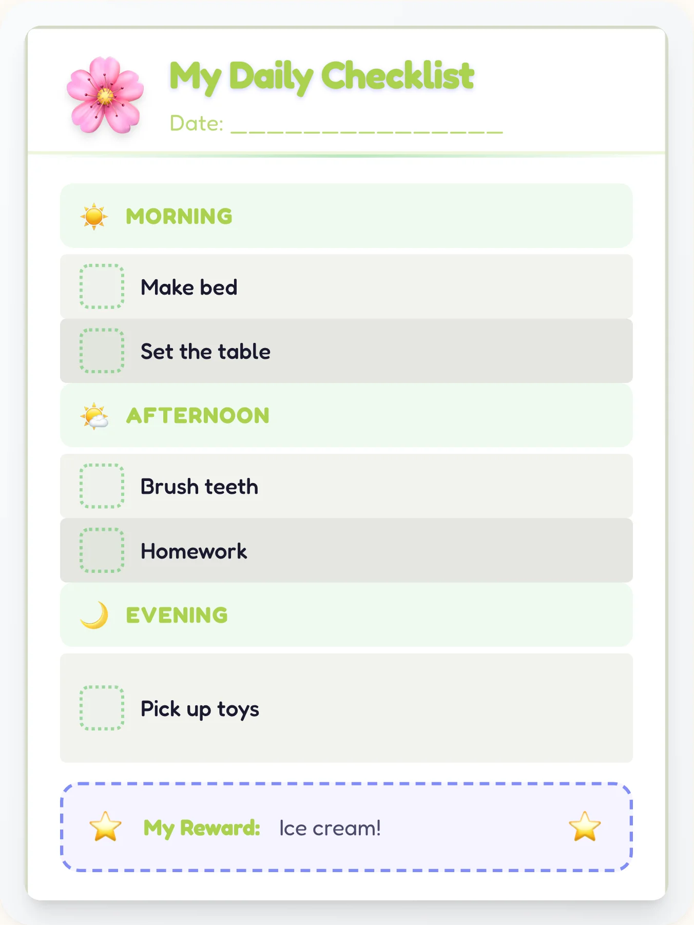 Noble Anime Daily Planner - printable anime chore chart