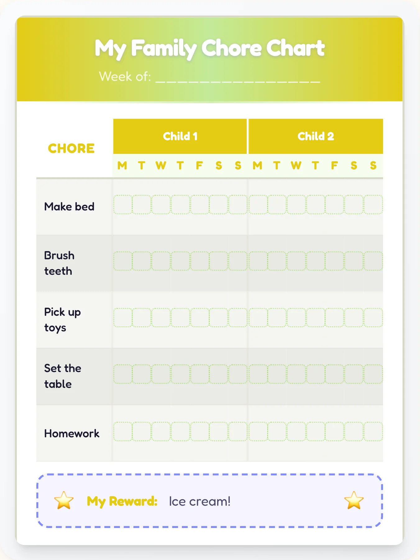 Jolly Anime Group Planner - printable anime chore chart