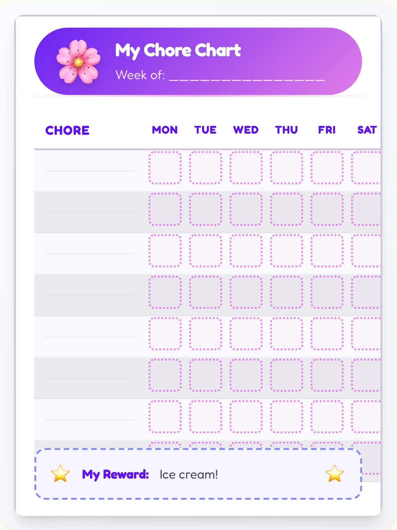 Royal Anime Free Form - printable anime chore chart