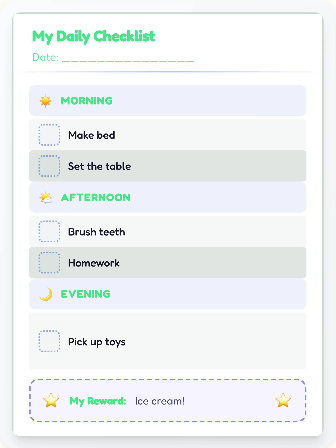 Zen Anime Daily Planner - printable anime chore chart