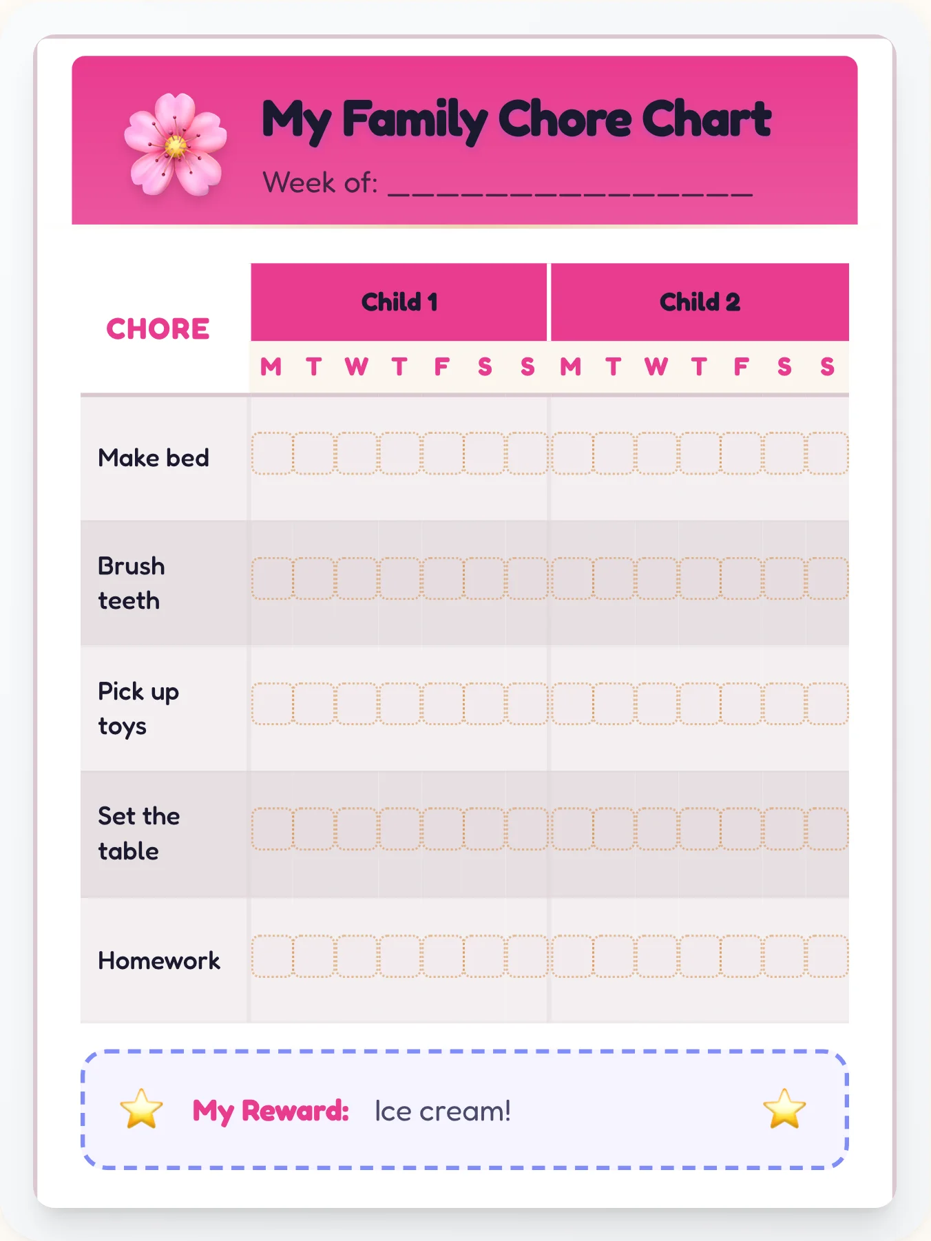 Delicate Anime Team Chart - printable anime chore chart