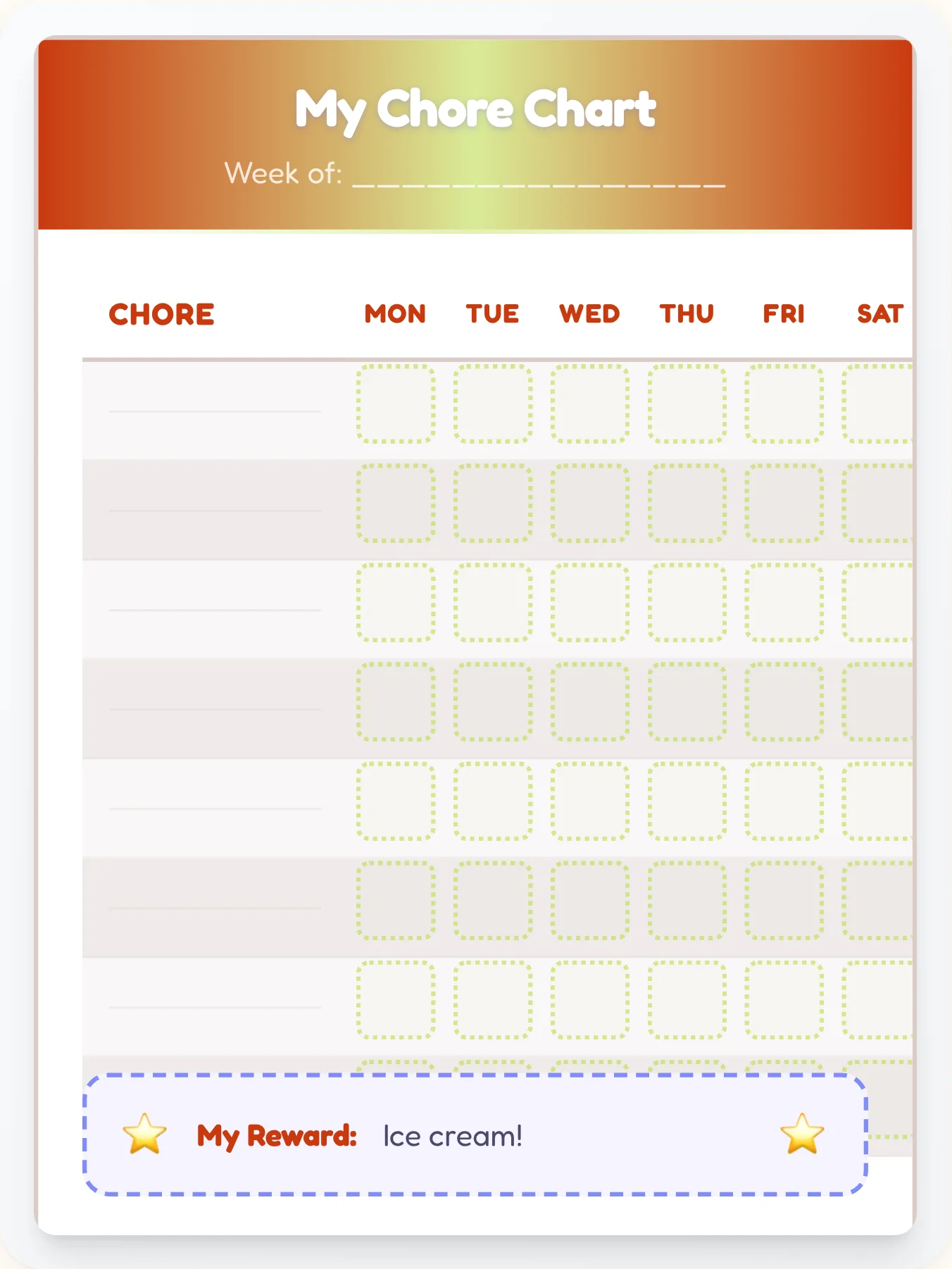 Cozy Anime Blank Canvas - printable anime chore chart