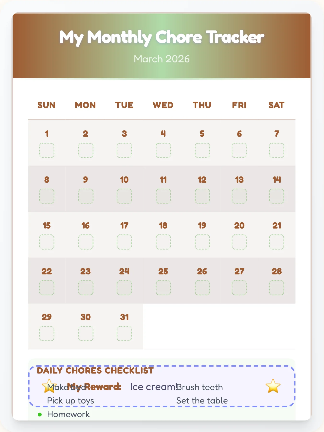 Dreamy Anime Monthly Planner - printable anime chore chart