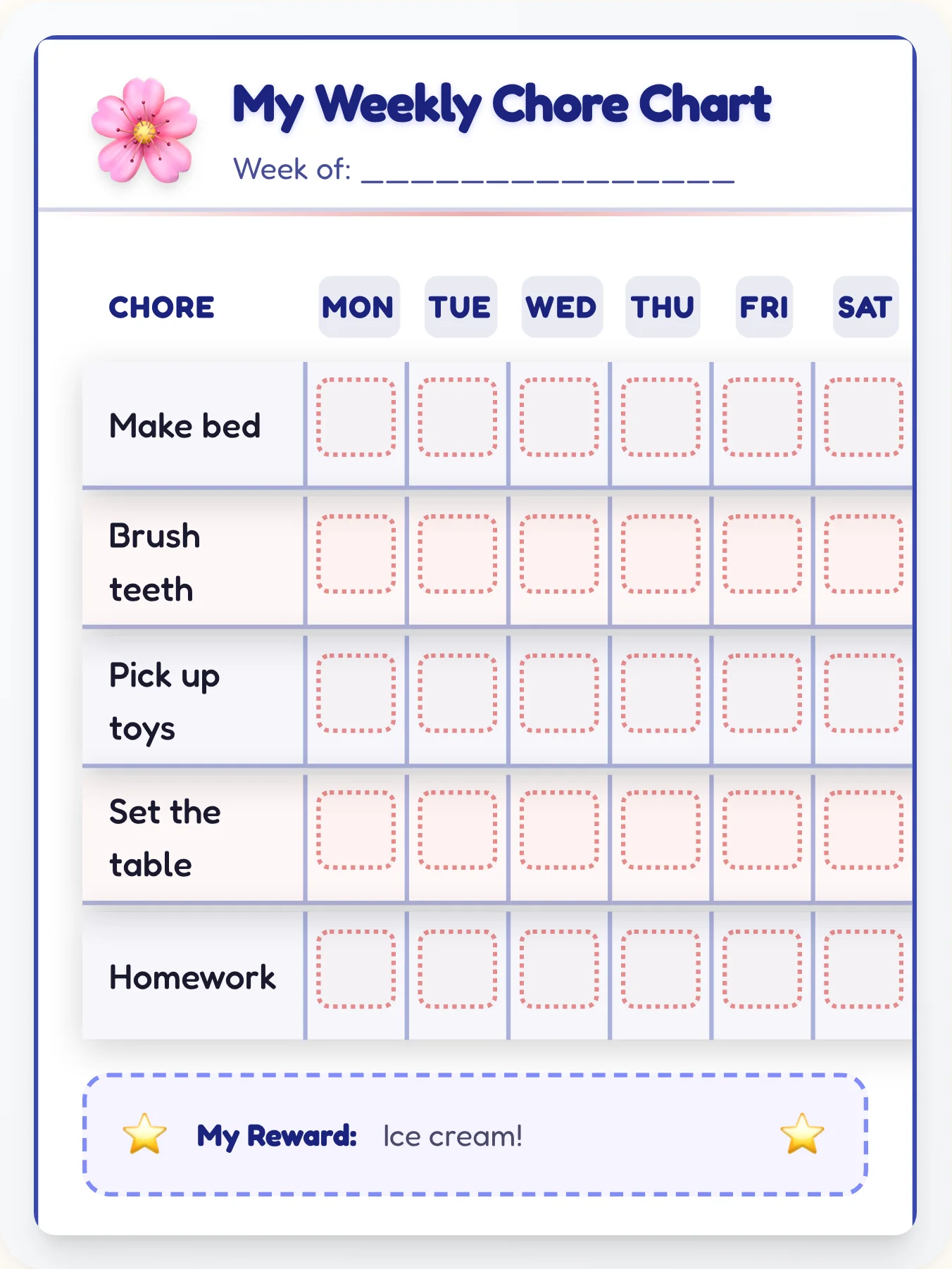 Manga Panel Chore Chart - printable anime chore chart