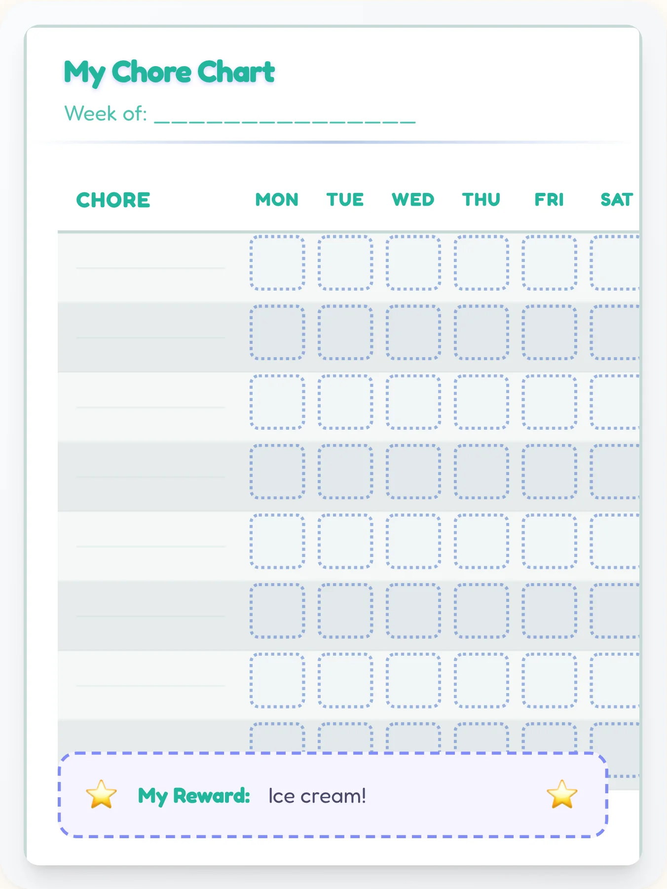 Funky Anime Free Form - printable anime chore chart