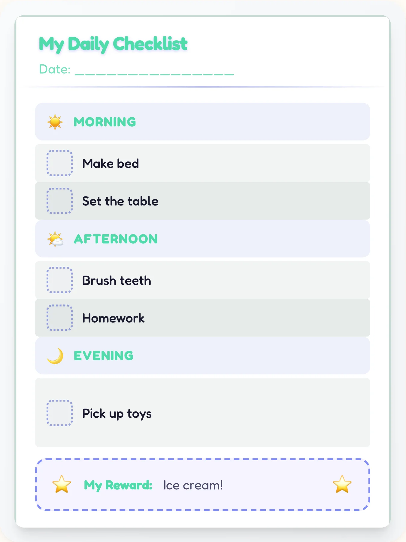 Dainty Anime To-Do Chart - printable anime chore chart