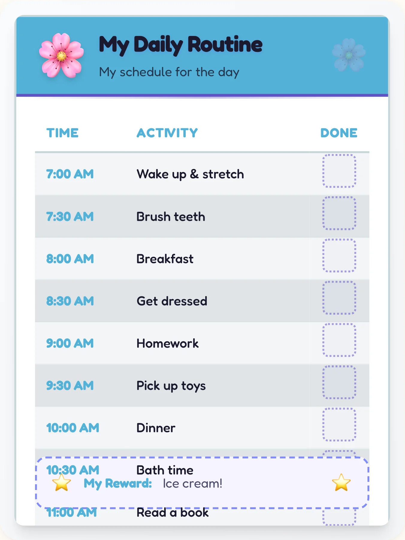 Inspiring Anime Daily Routine - printable anime chore chart