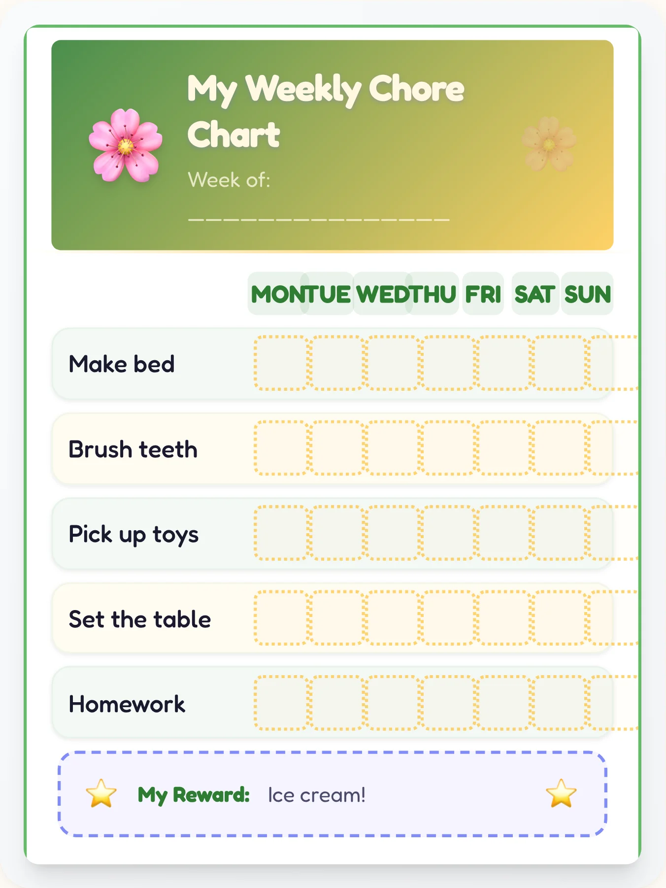 Studio Ghibli Garden Chore Chart - printable anime chore chart