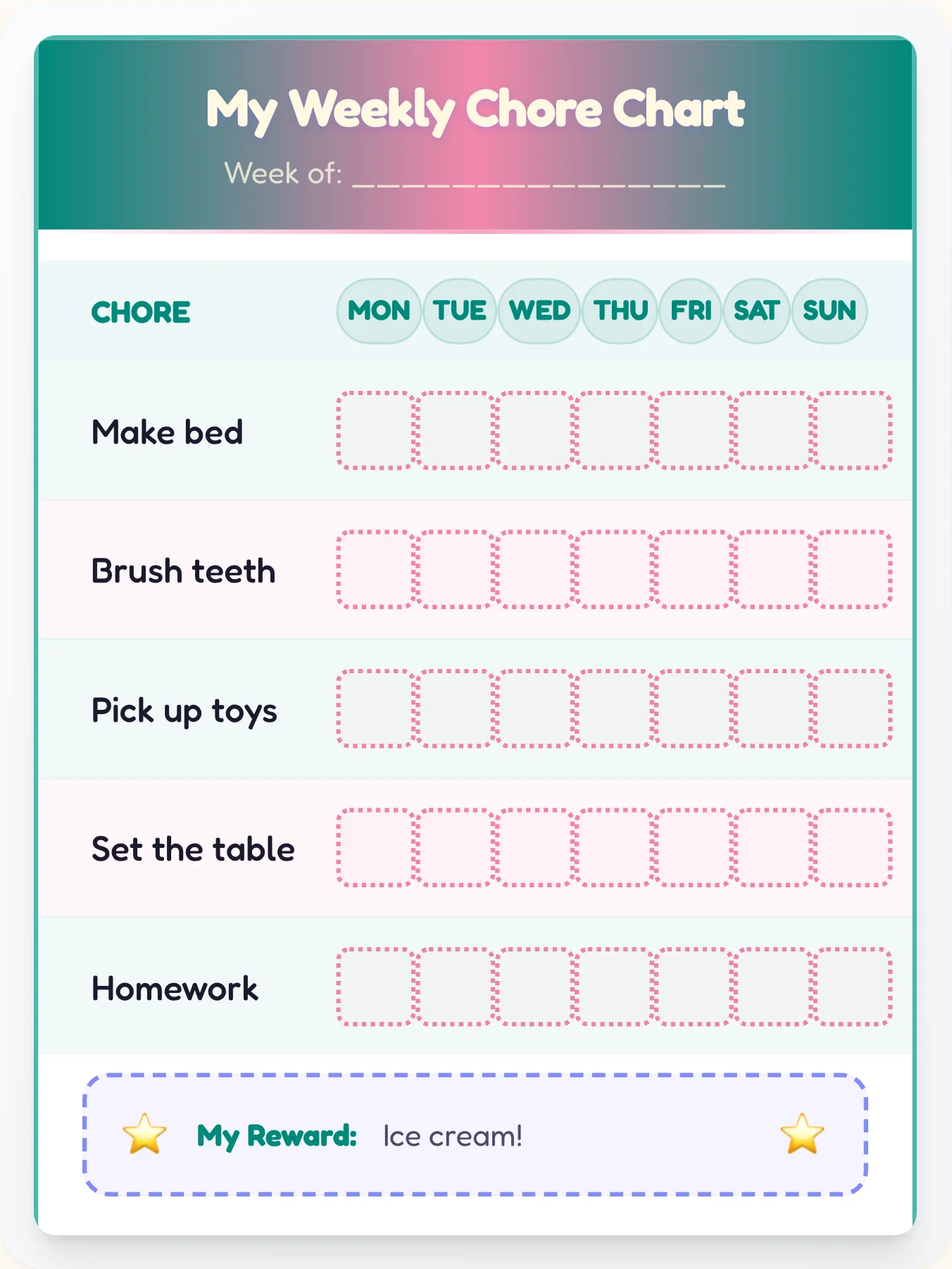 90s Anime Nostalgia Chore Chart - printable anime chore chart