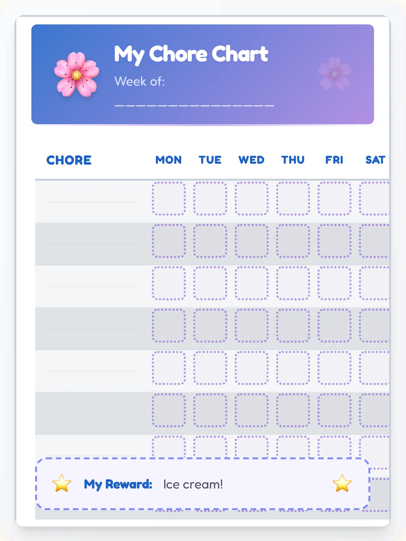 Luminous Anime DIY Chart - printable anime chore chart