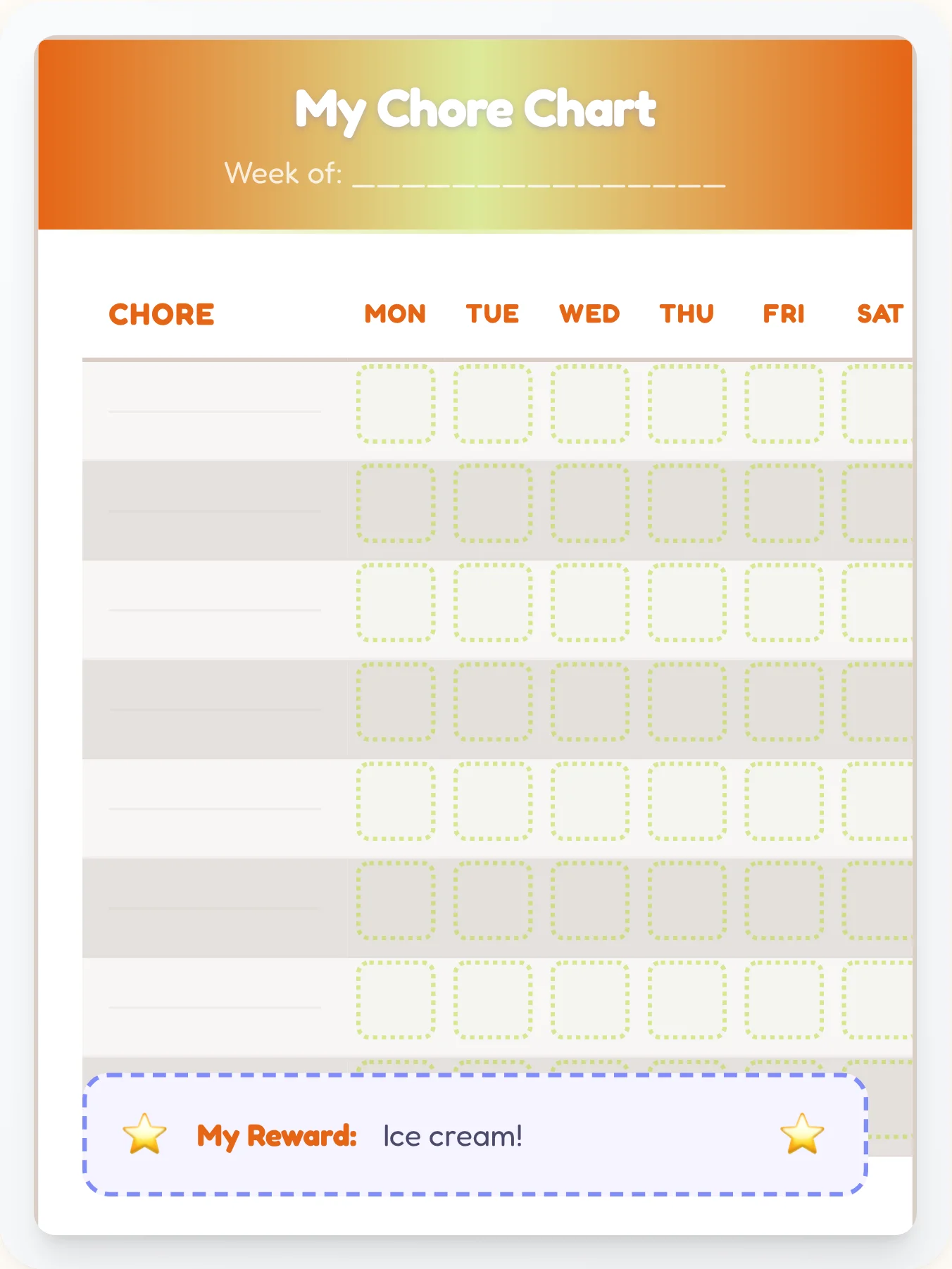 Dreamy Anime Free Form - printable anime chore chart