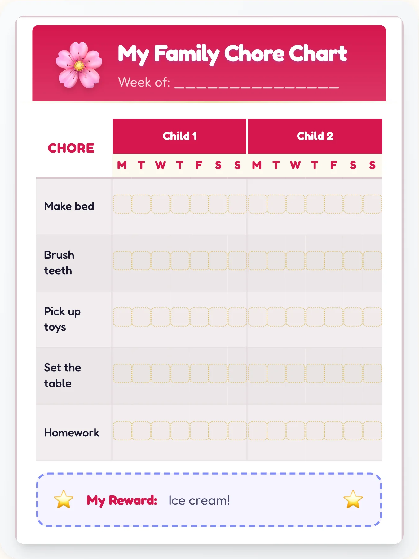Electric Anime Multi-Kid Tracker - printable anime chore chart