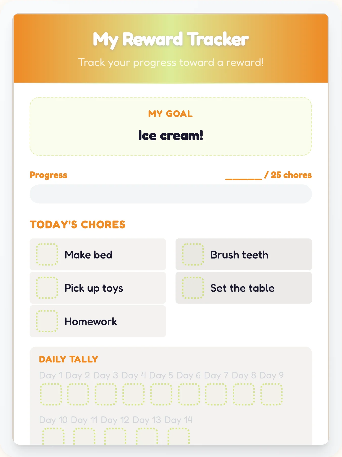 Fresh Anime Points Tracker - printable anime chore chart