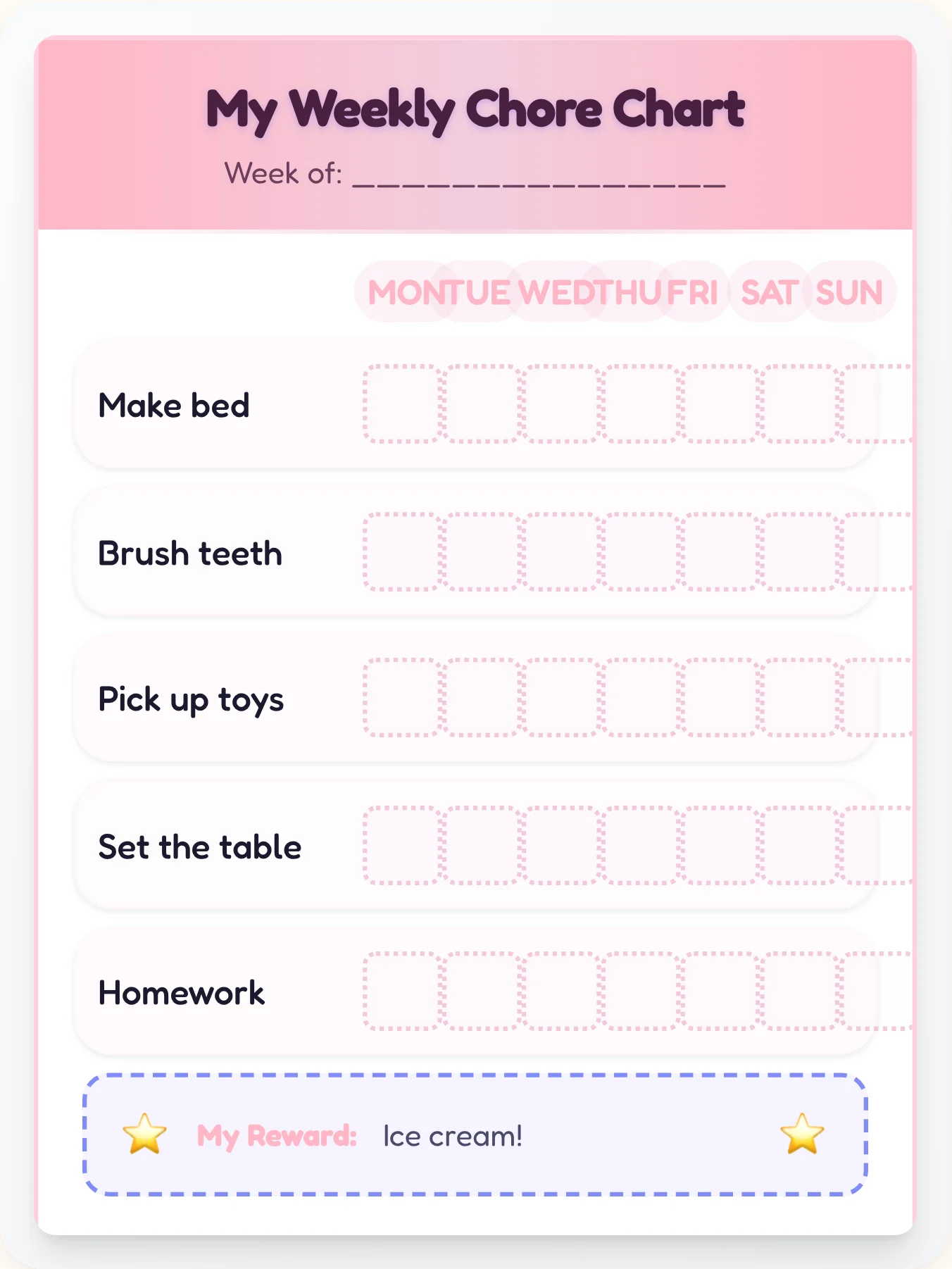 Sakura Drift Chore Chart - printable anime chore chart