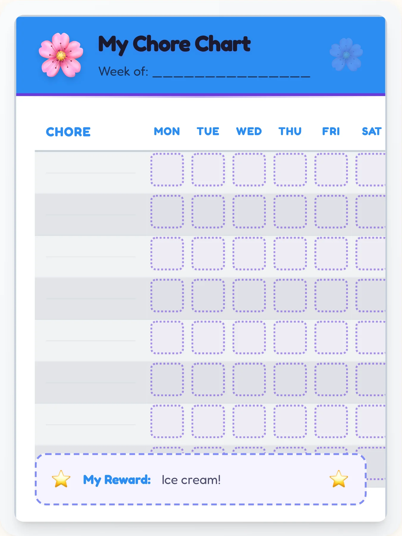 Kind Anime Open Template - printable anime chore chart
