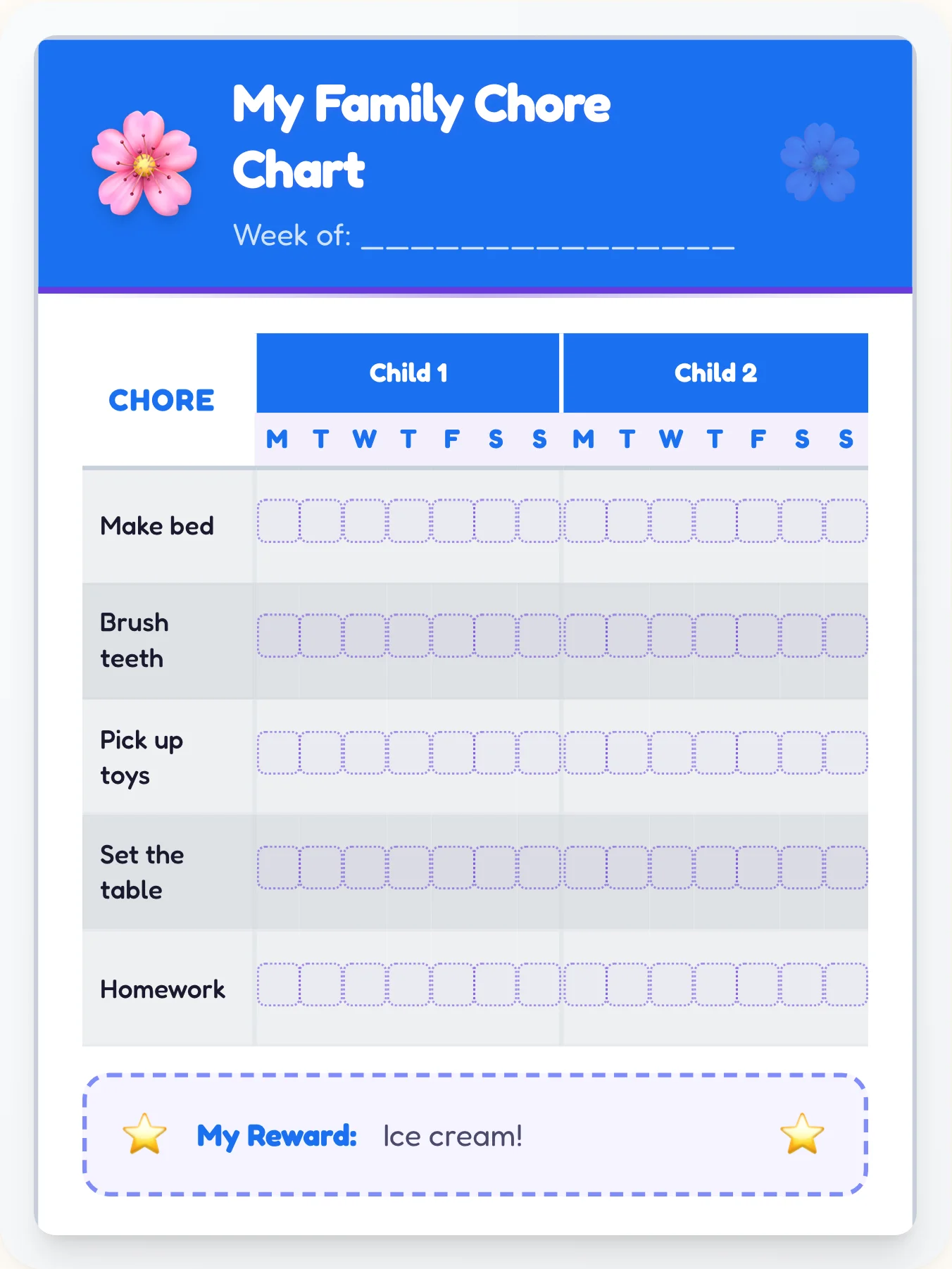 Luminous Anime Group Planner - printable anime chore chart
