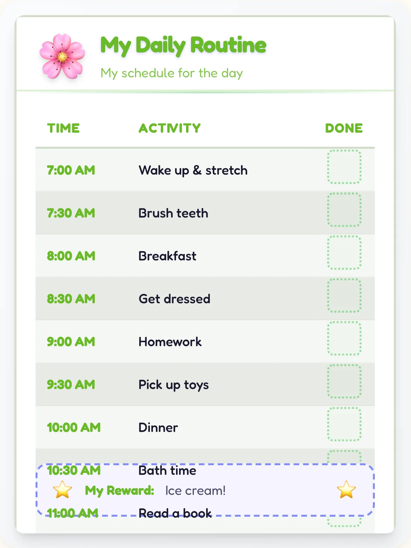 Quiet Anime Daily Routine - printable anime chore chart