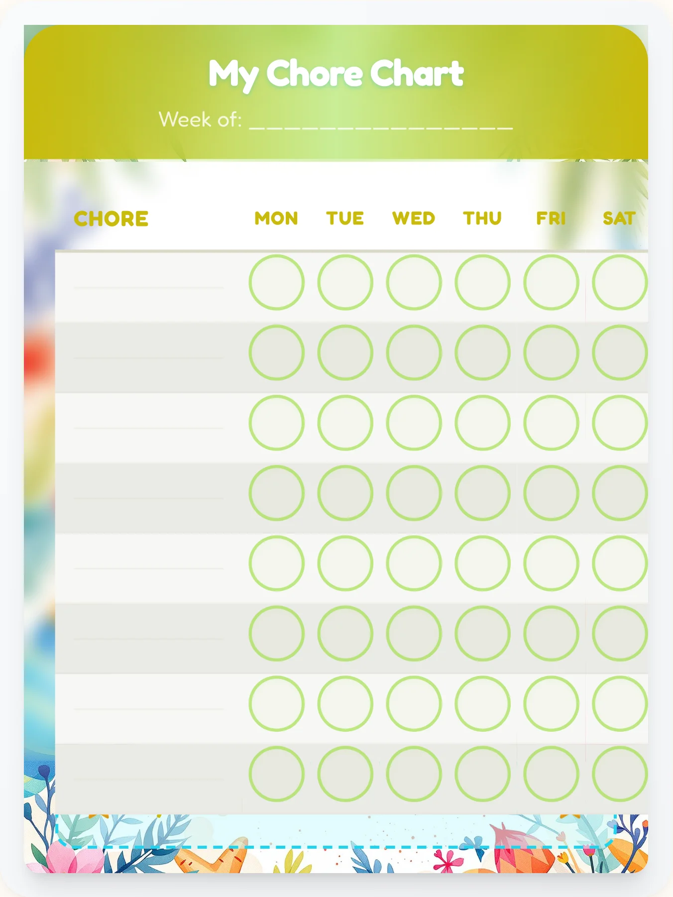 Jolly Beach Open Template - printable beach chore chart