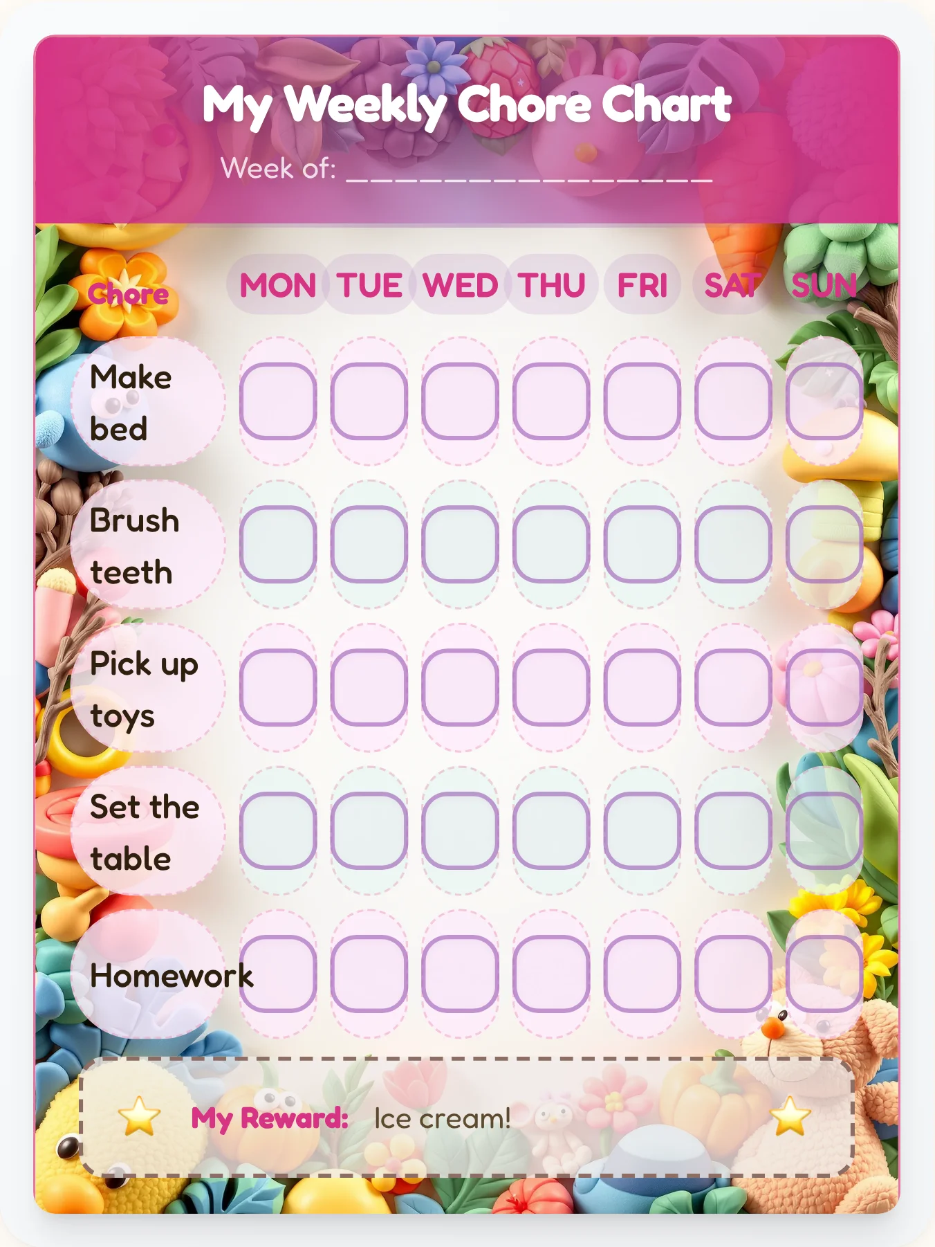 Rainbow Glamping Dreams — Free Printable Camping Chore Chart - printable camping chore chart