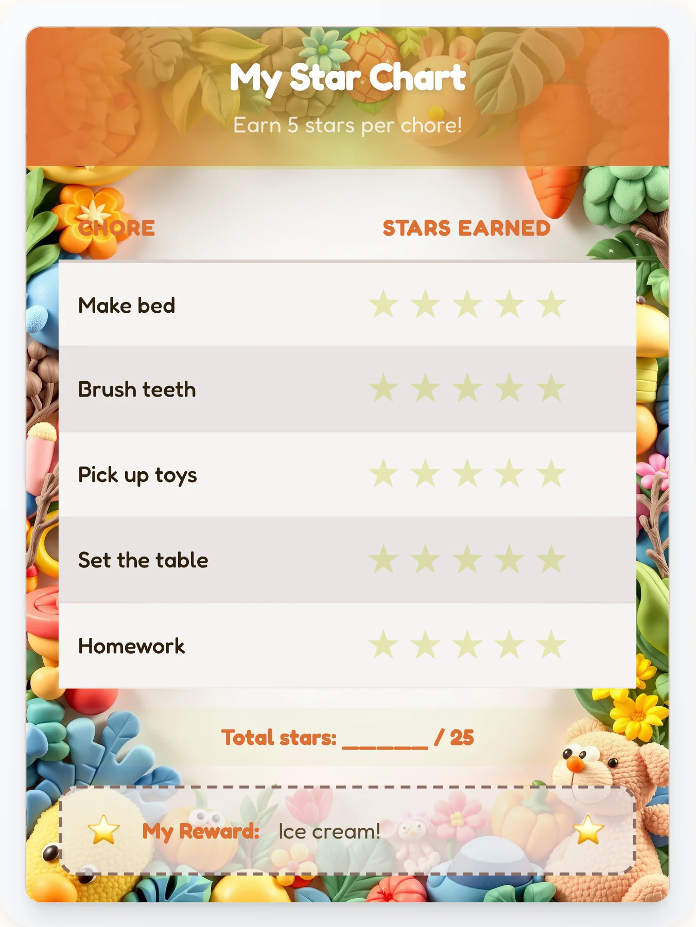 Dreamy Camping Star Rewards - printable camping chore chart