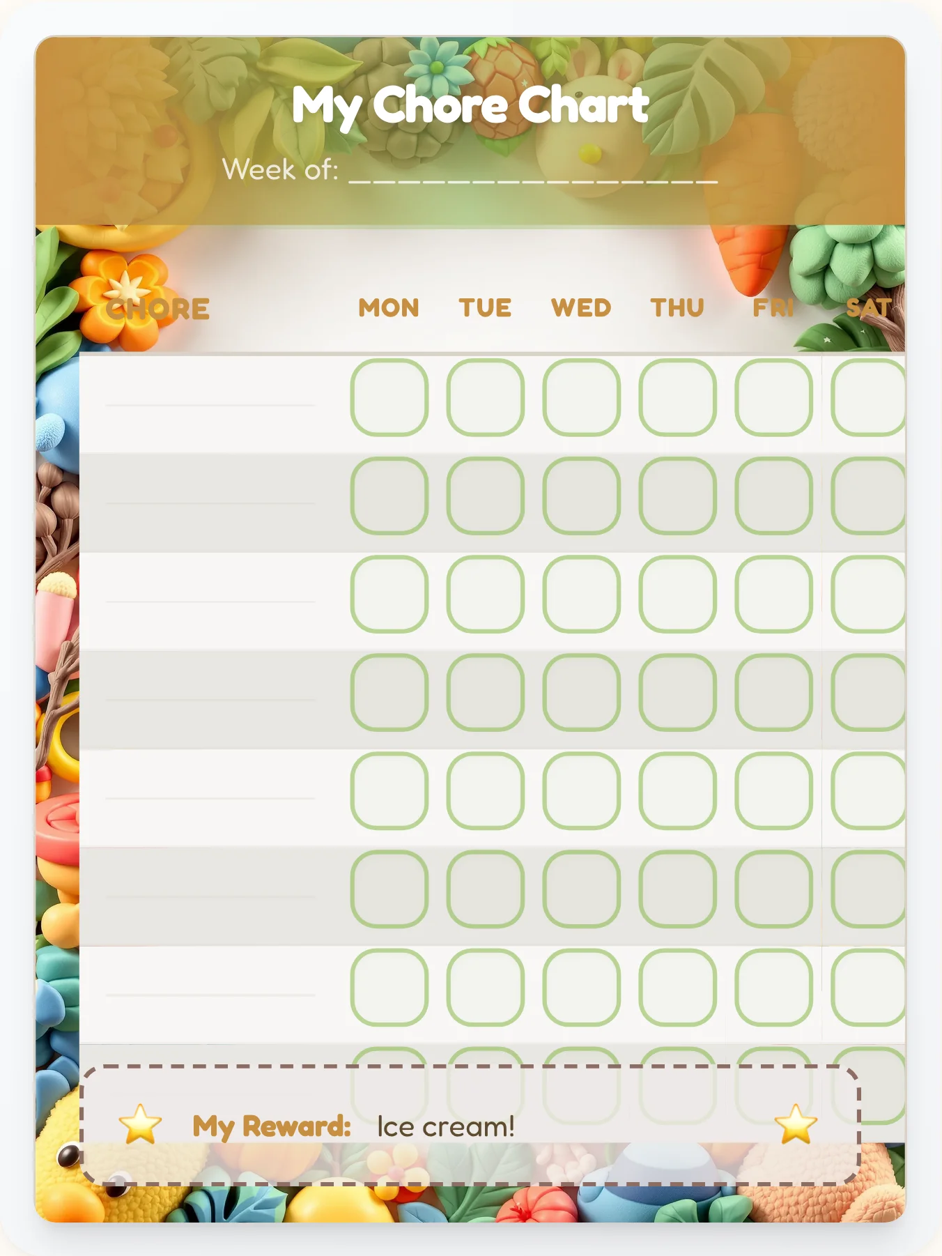 Golden Camping Blank Canvas - printable camping chore chart