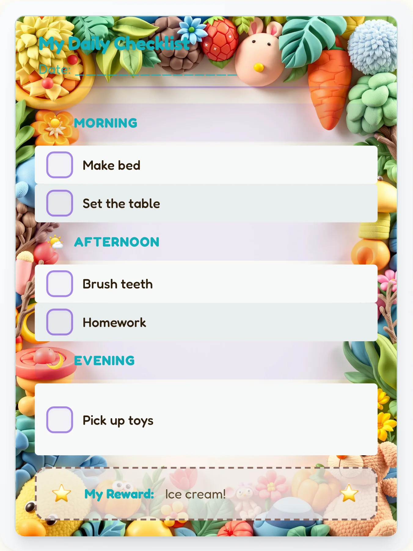 Harmony Camping Checklist - printable camping chore chart