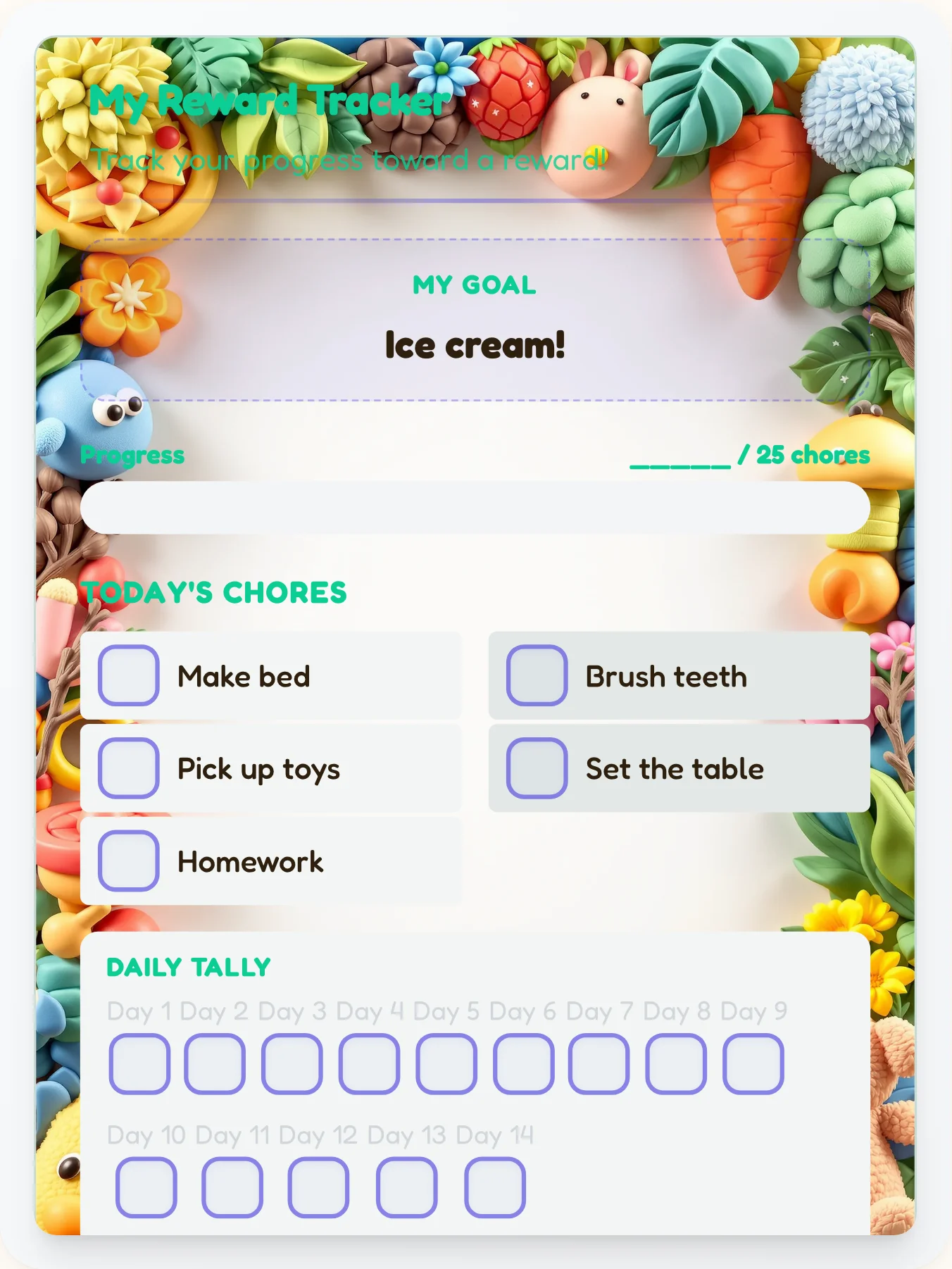 Enchanted Camping Points Tracker - printable camping chore chart