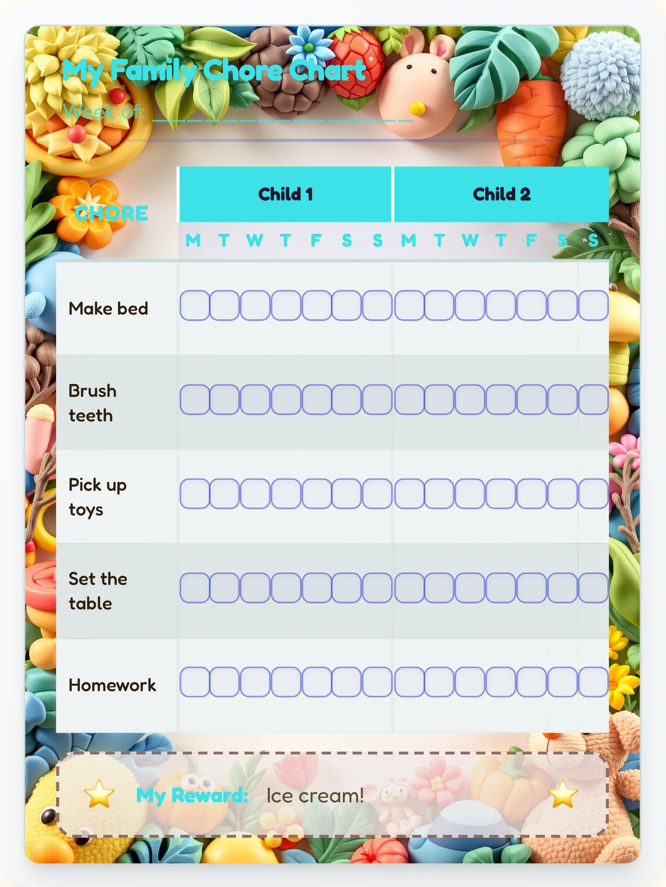 Gentle Camping Multi-Kid Tracker - printable camping chore chart
