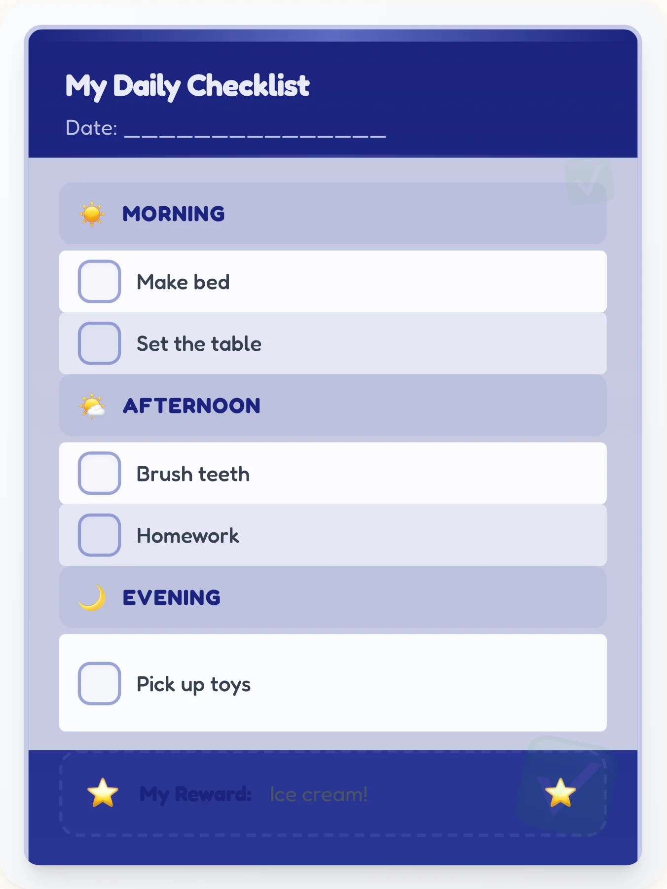 Cobalt Daily Office Checklist - printable professional chore chart
