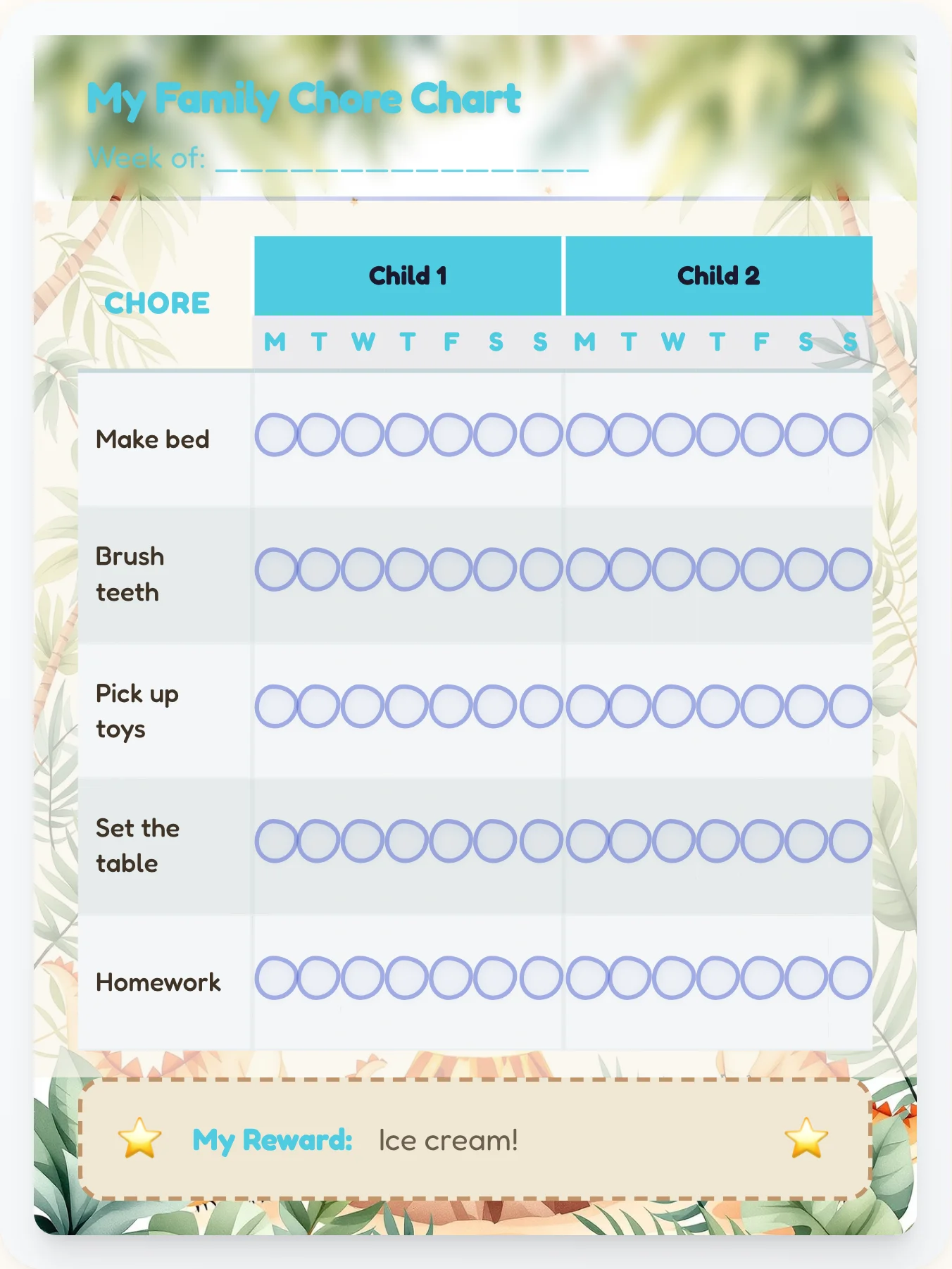 Harmony Dinosaur Group Planner - printable dinosaur chore chart