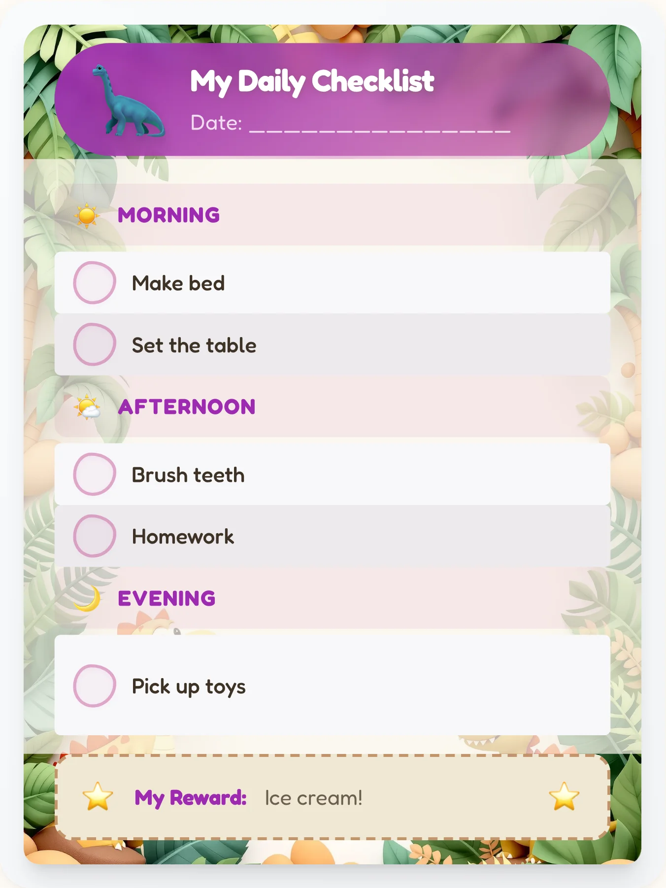 Vibrant Dinosaur Day Tracker - printable dinosaur chore chart