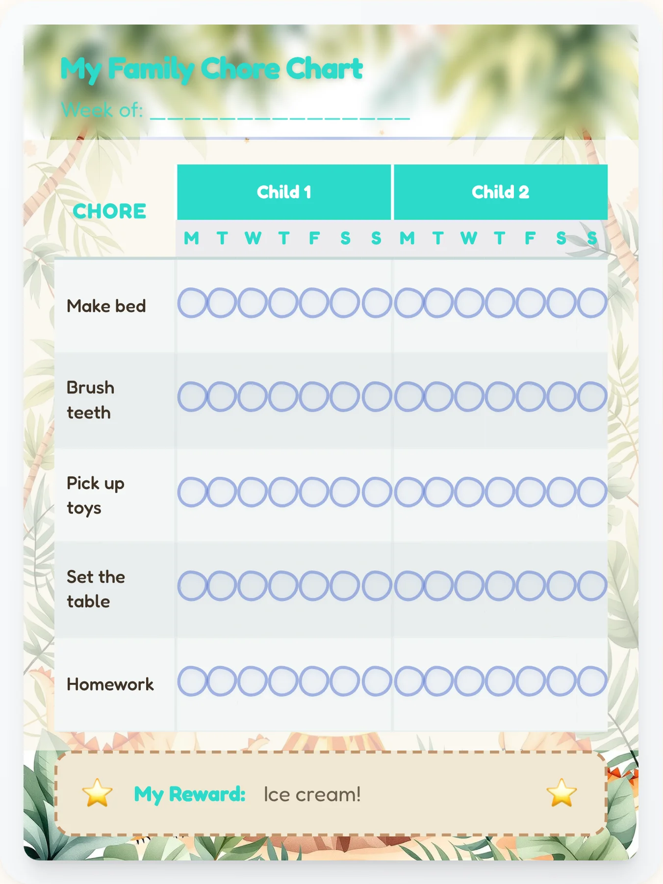 Funky Dinosaur Group Planner - printable dinosaur chore chart