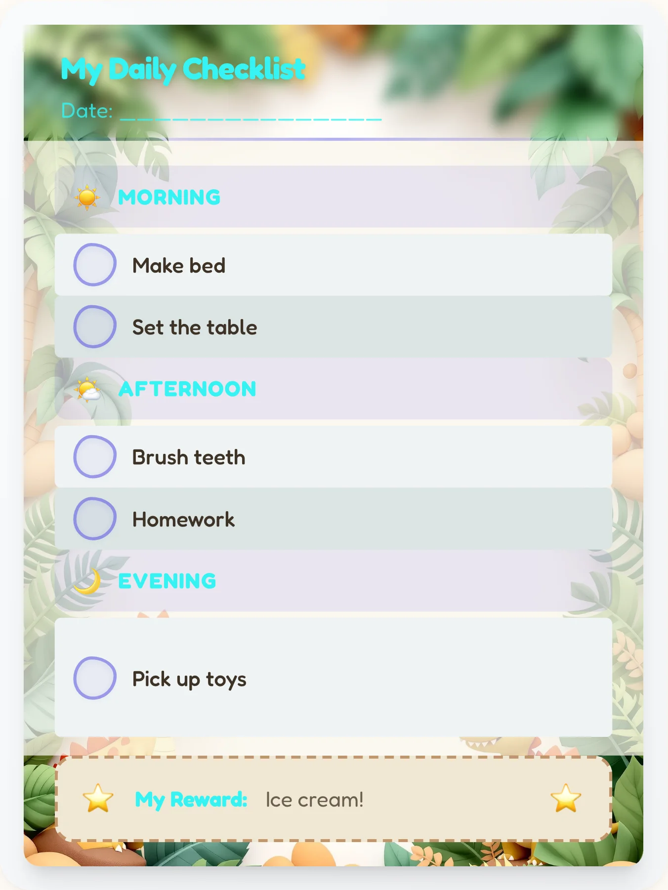 Gentle Dinosaur Day Tracker - printable dinosaur chore chart