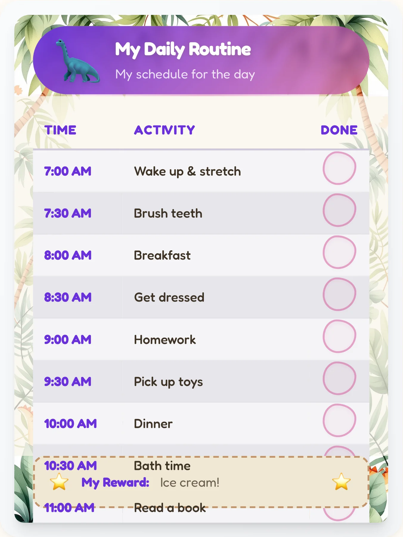 Royal Dinosaur Flow Chart - printable dinosaur chore chart