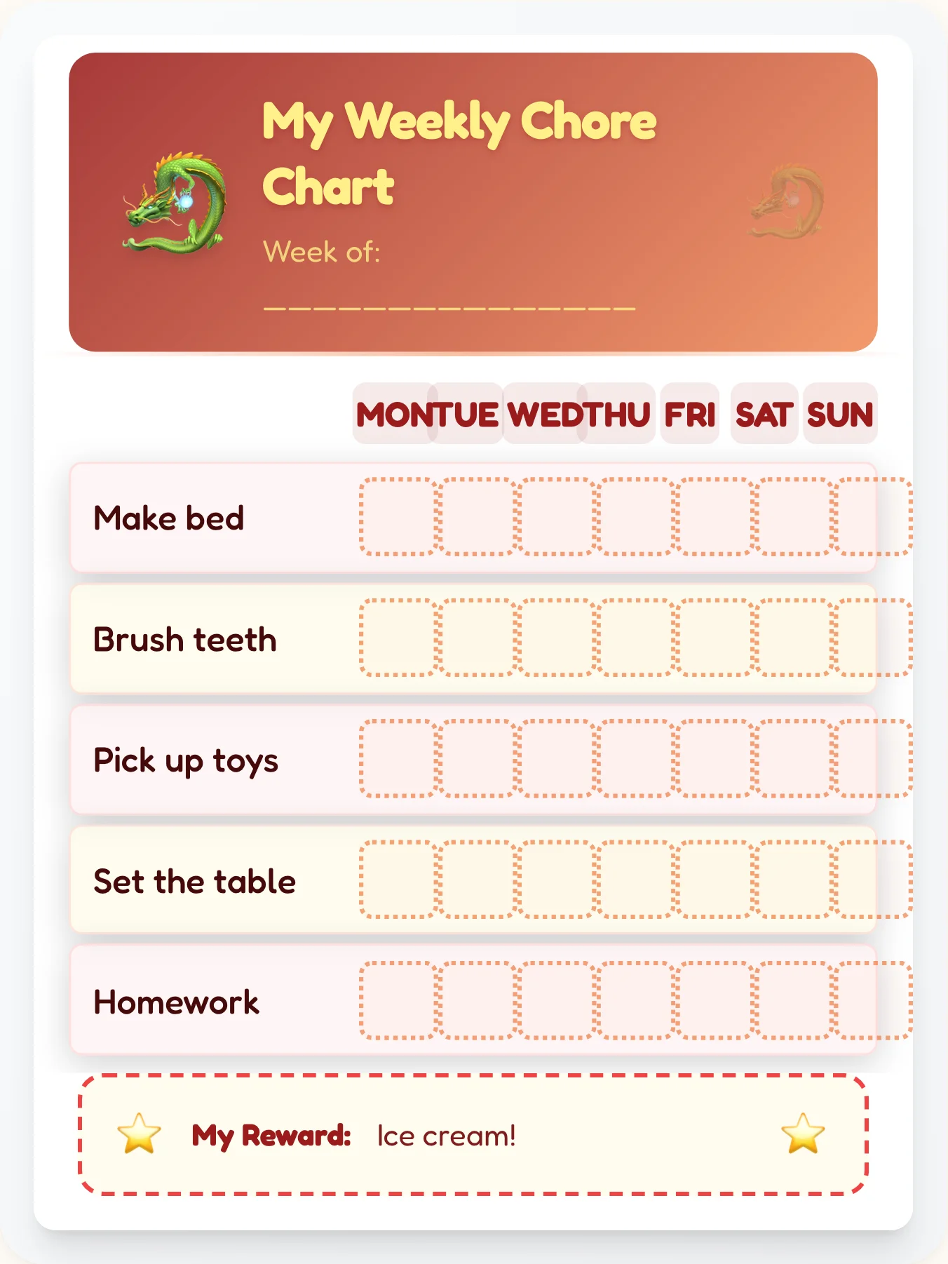 Dragon Chore Chart — Free Printable Template for Kids - printable dragon chore chart