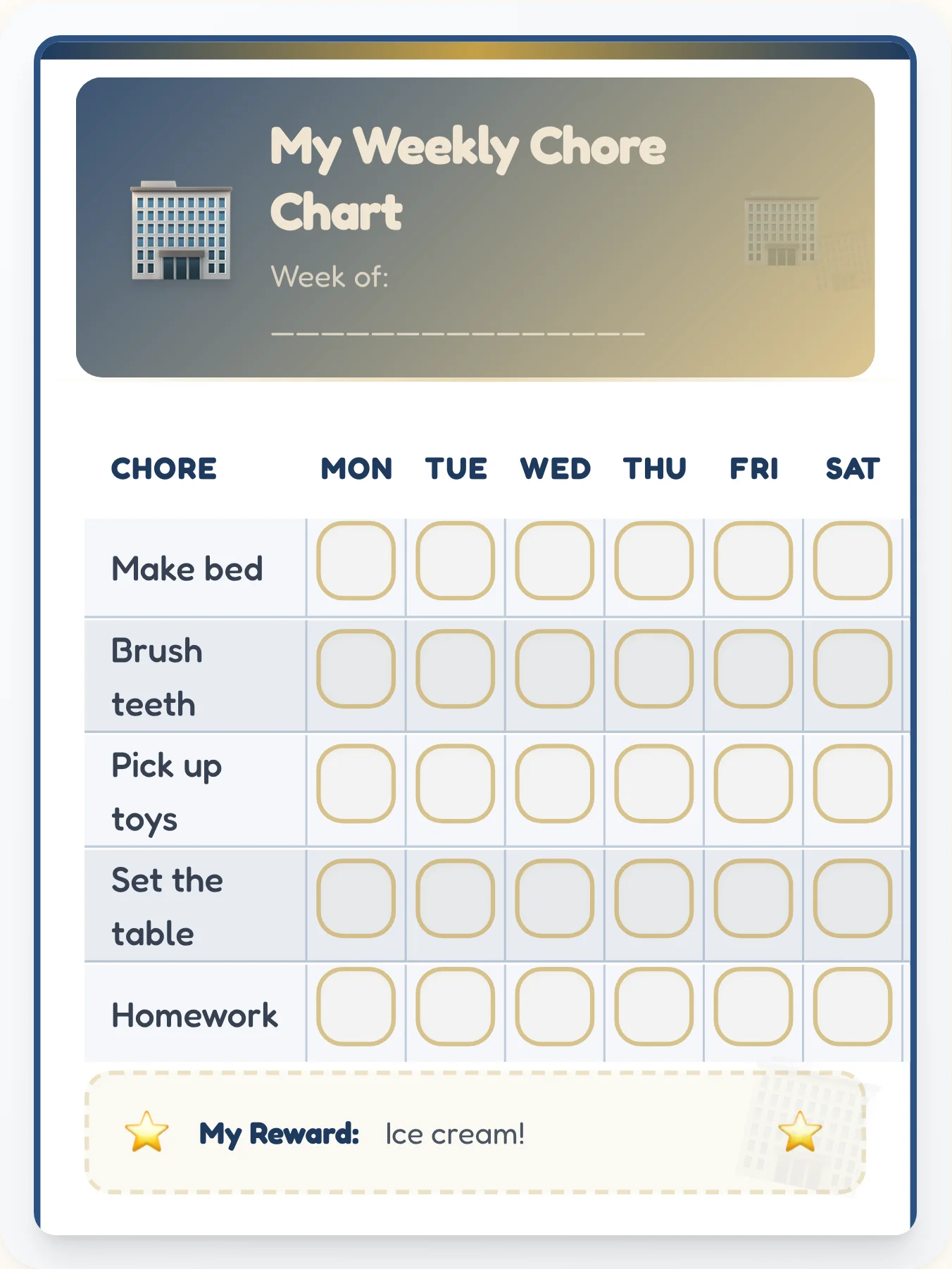 Executive Navy Chore Chart - printable executive chore chart