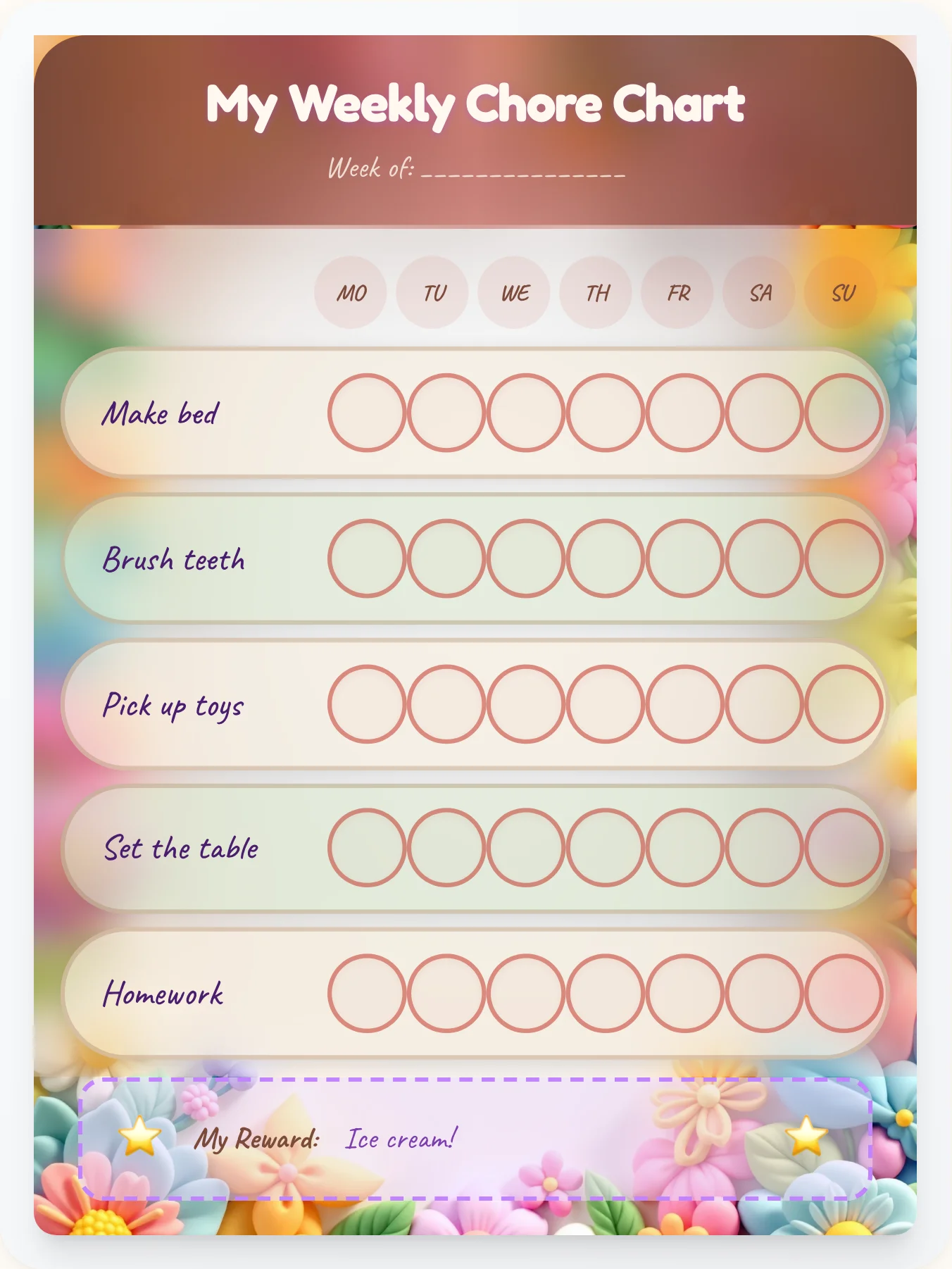 Enchanted Toadstool Hollow — Free Printable 3D Fairy Chore Chart - printable fairy chore chart