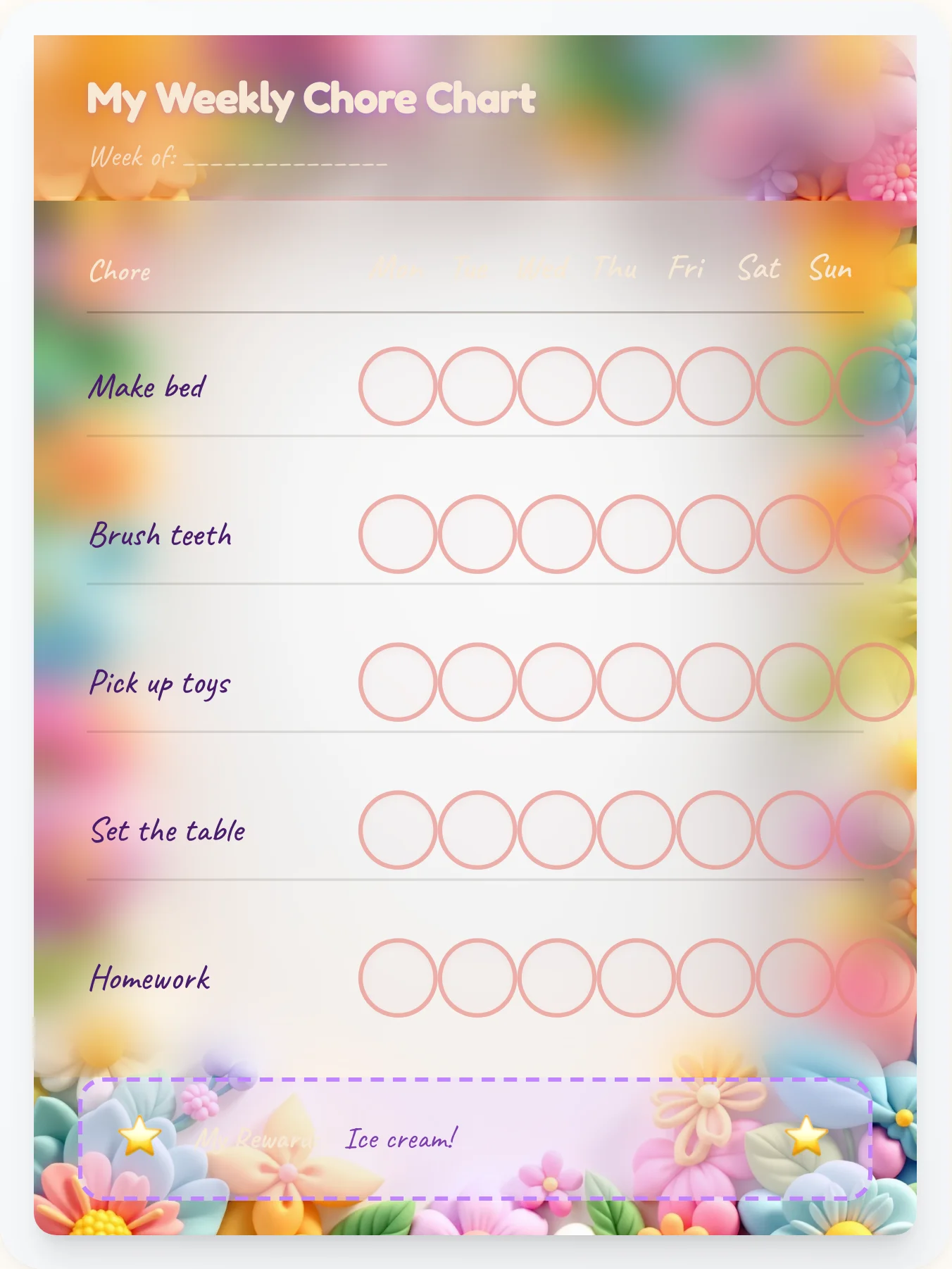 Fairy Margin Doodles — Free Printable Fairy Chore Chart - printable fairy chore chart
