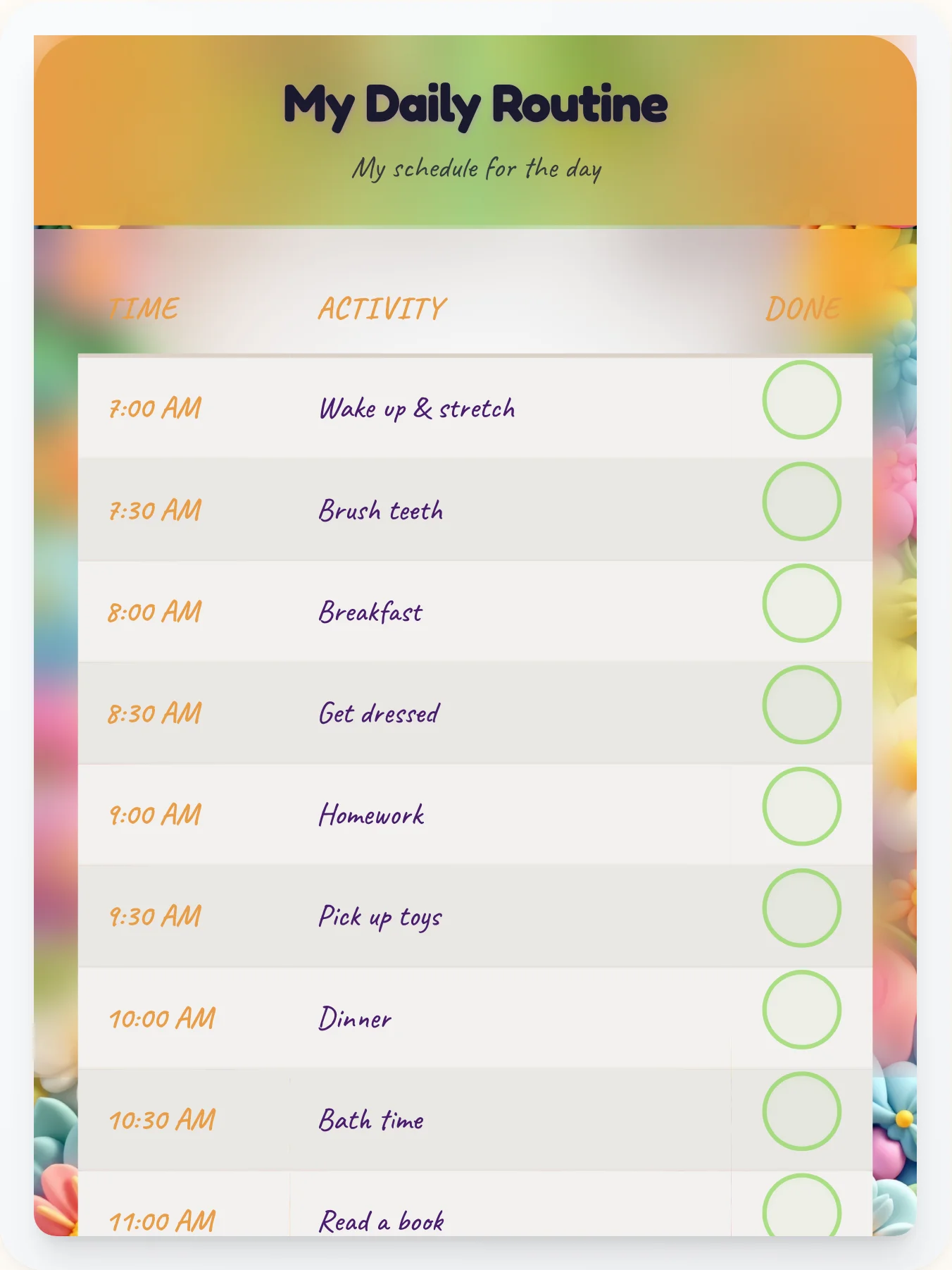 Golden Fairy Flow Chart — Free Printable Routine Schedule Template - printable fairy chore chart