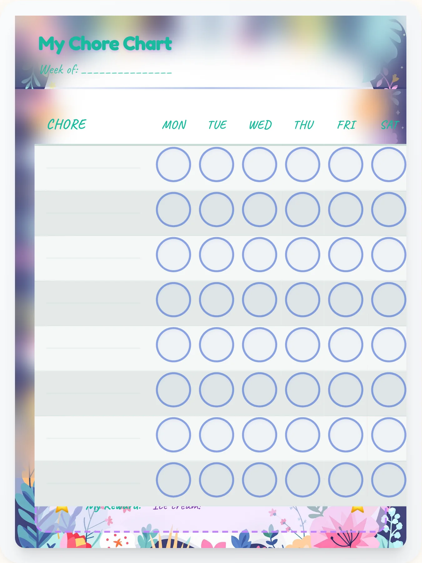 Funky Fairy Blank Canvas - printable fairy chore chart