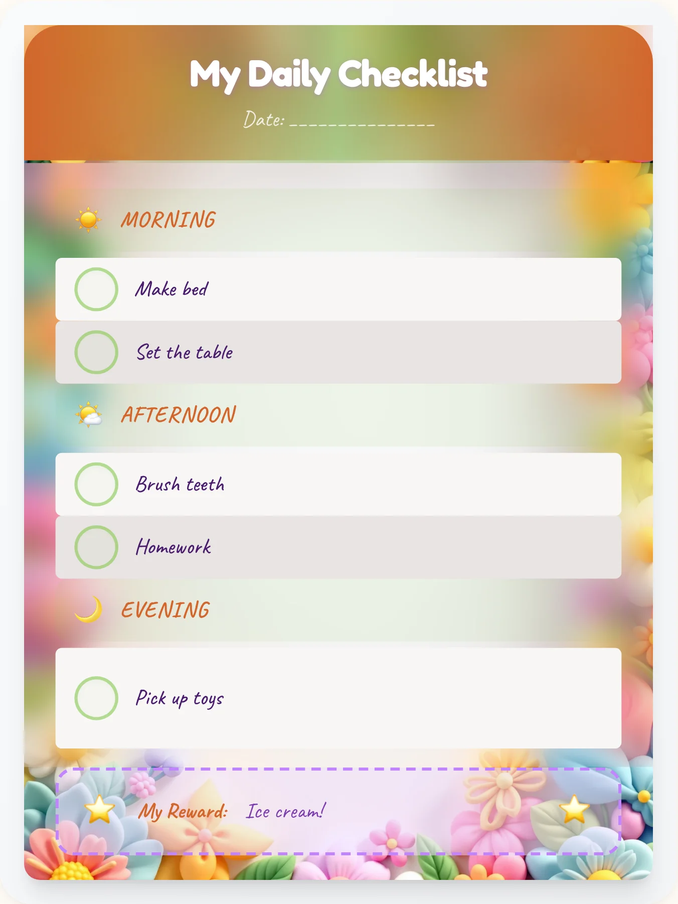 Dreamy Fairy To-Do Chart - printable fairy chore chart