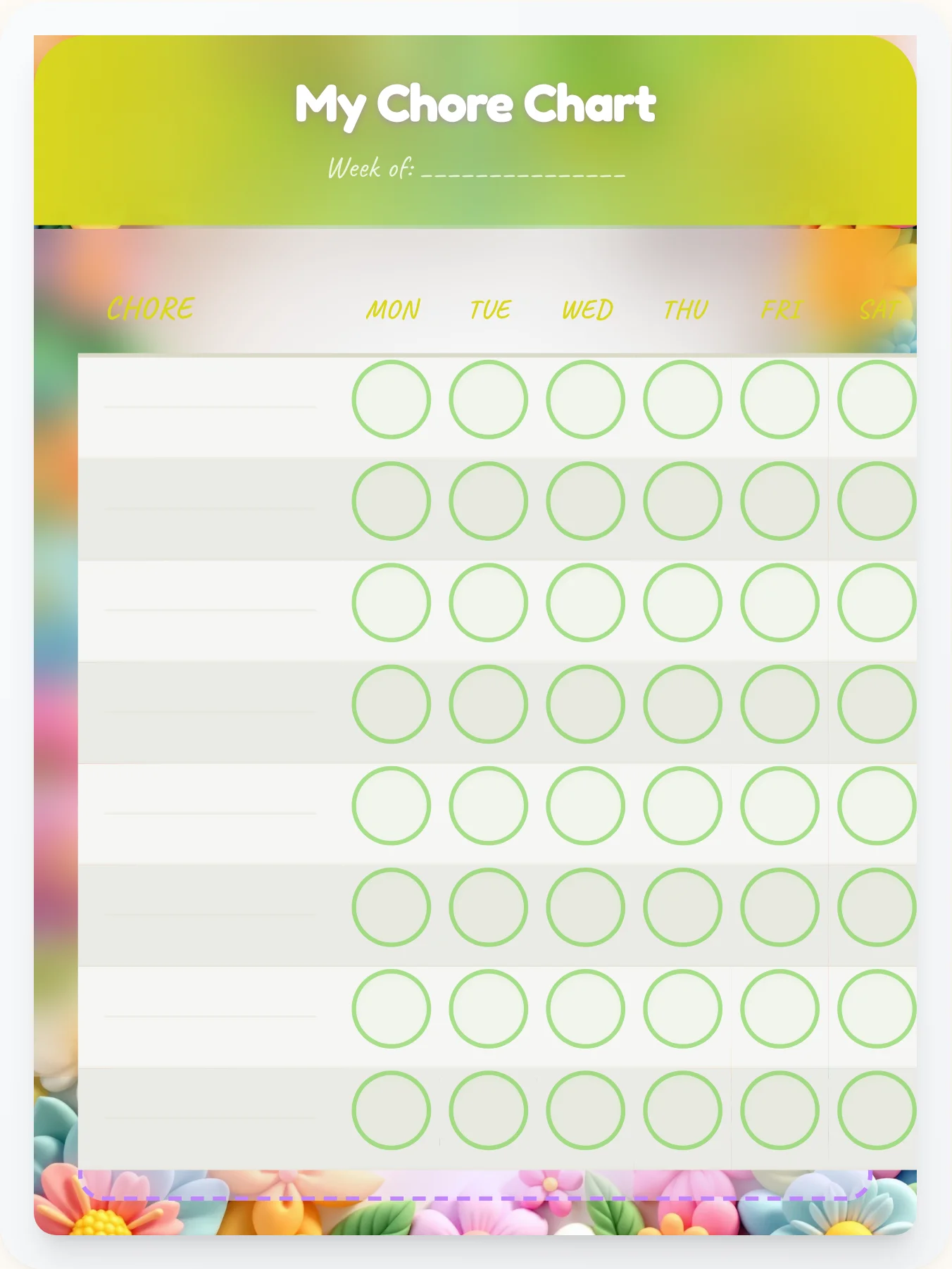 Lively Fairy DIY Chart - printable fairy chore chart