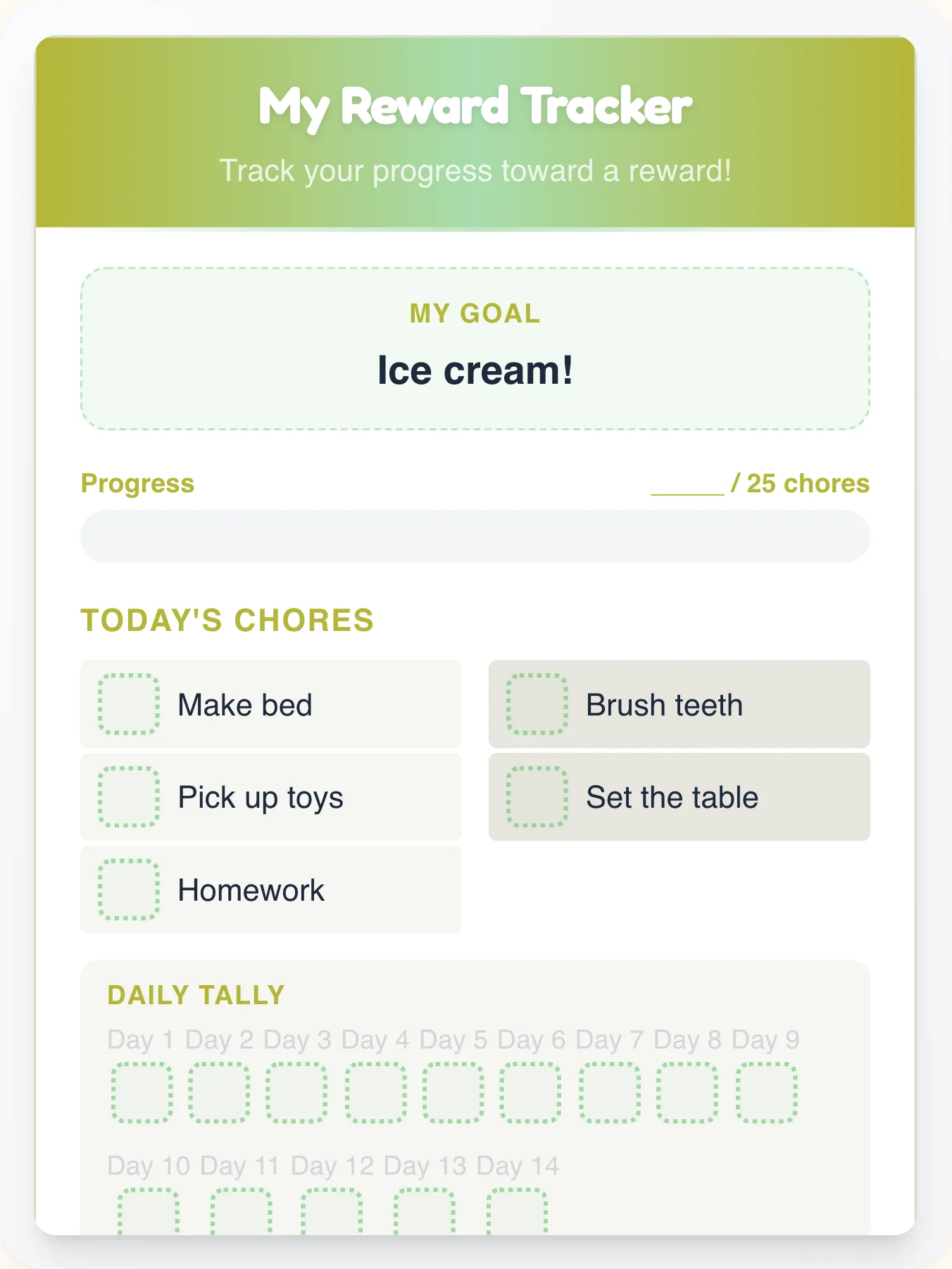 Lively Geeks Reward Board - printable geeks chore chart