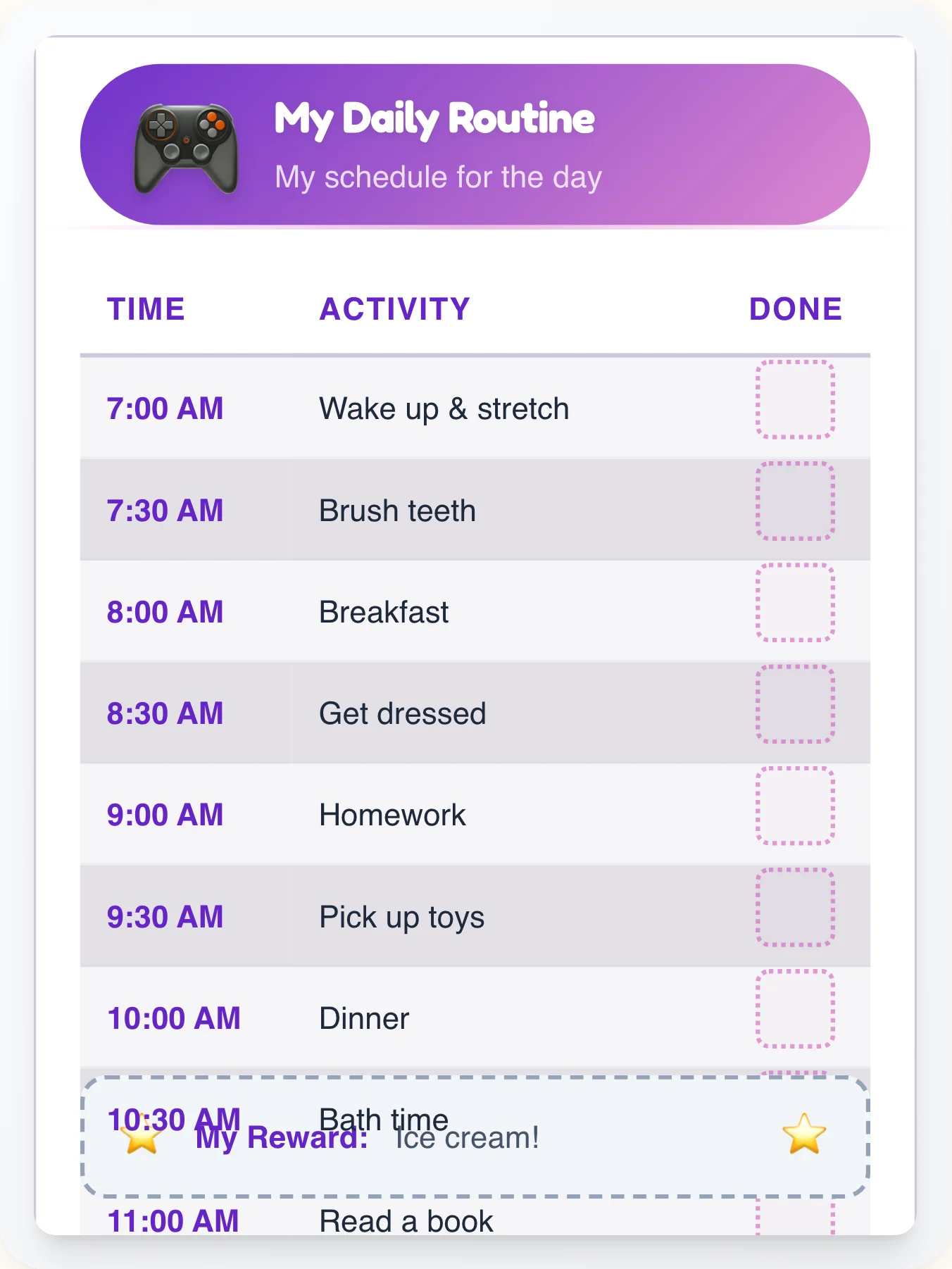 Serene Geeks Time Planner - printable geeks chore chart